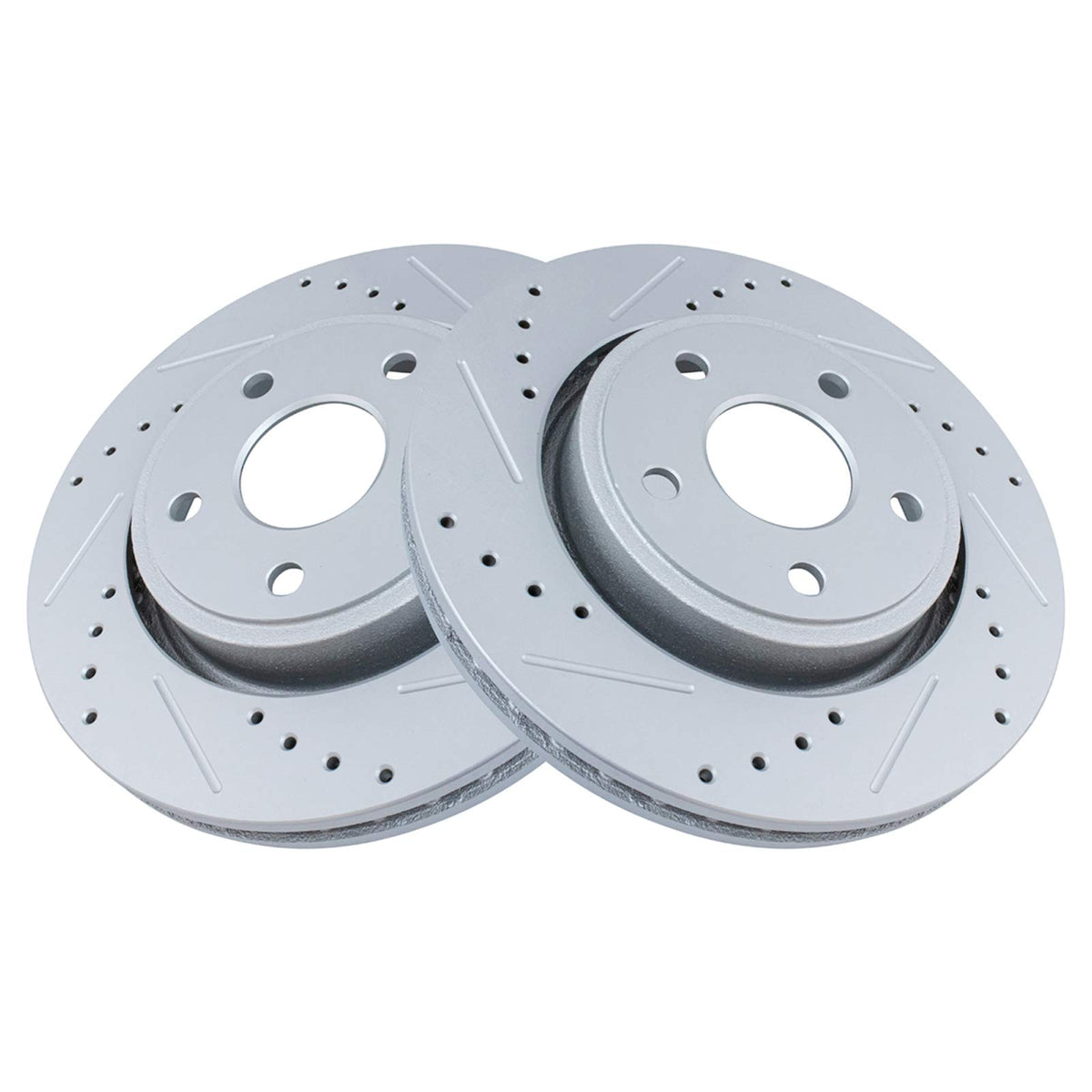 Trq Front Performance Brake Rotors Set Premium G-Coated Cross Drilled & Slotted Compatible With 2006-2010 Jeep Commander 2005-20