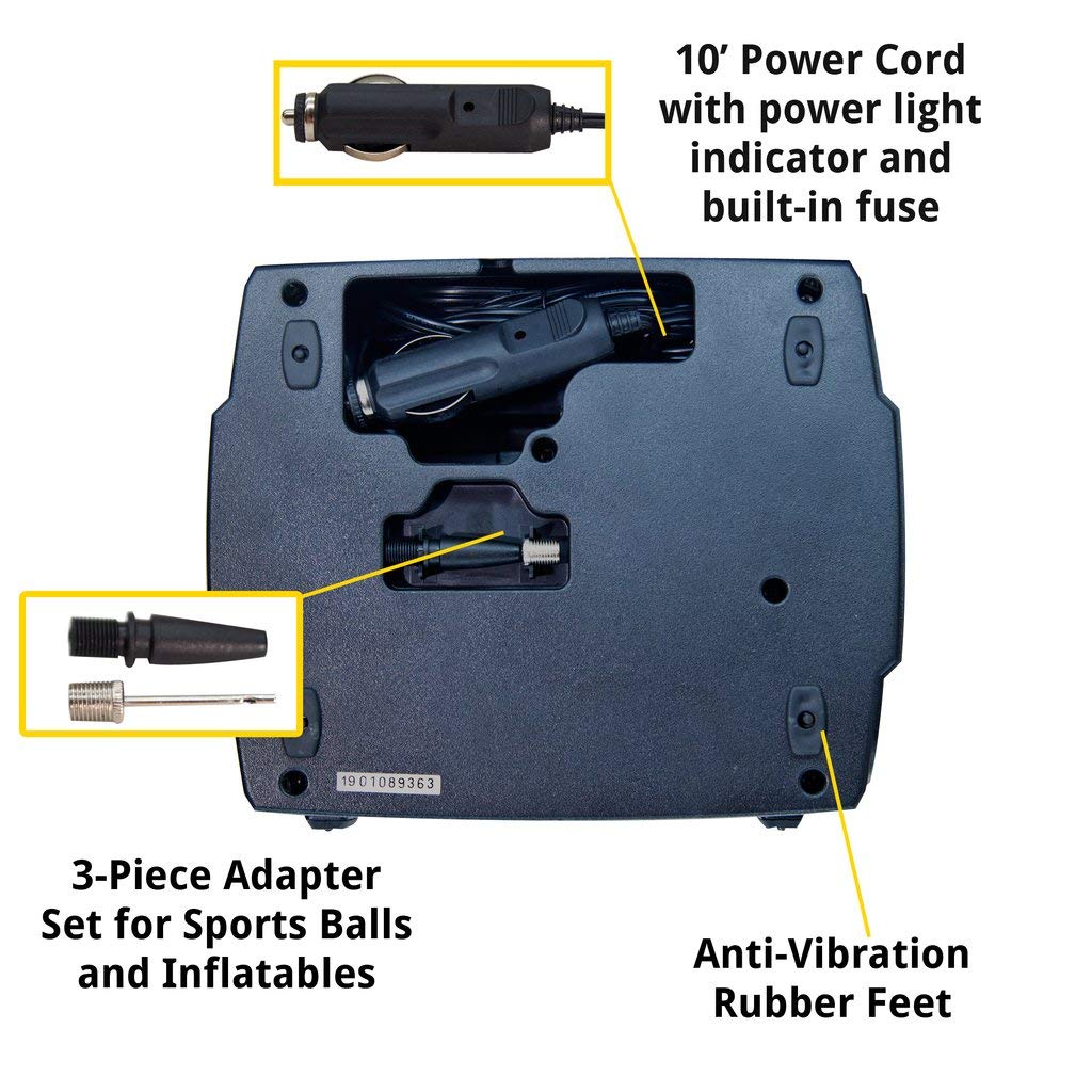 Jaco Smartpro 12V Tire Inflator Air Compressor - Portable Automatic Digital Tire Pump (Max 100 Psi, 12-Volt Dc)