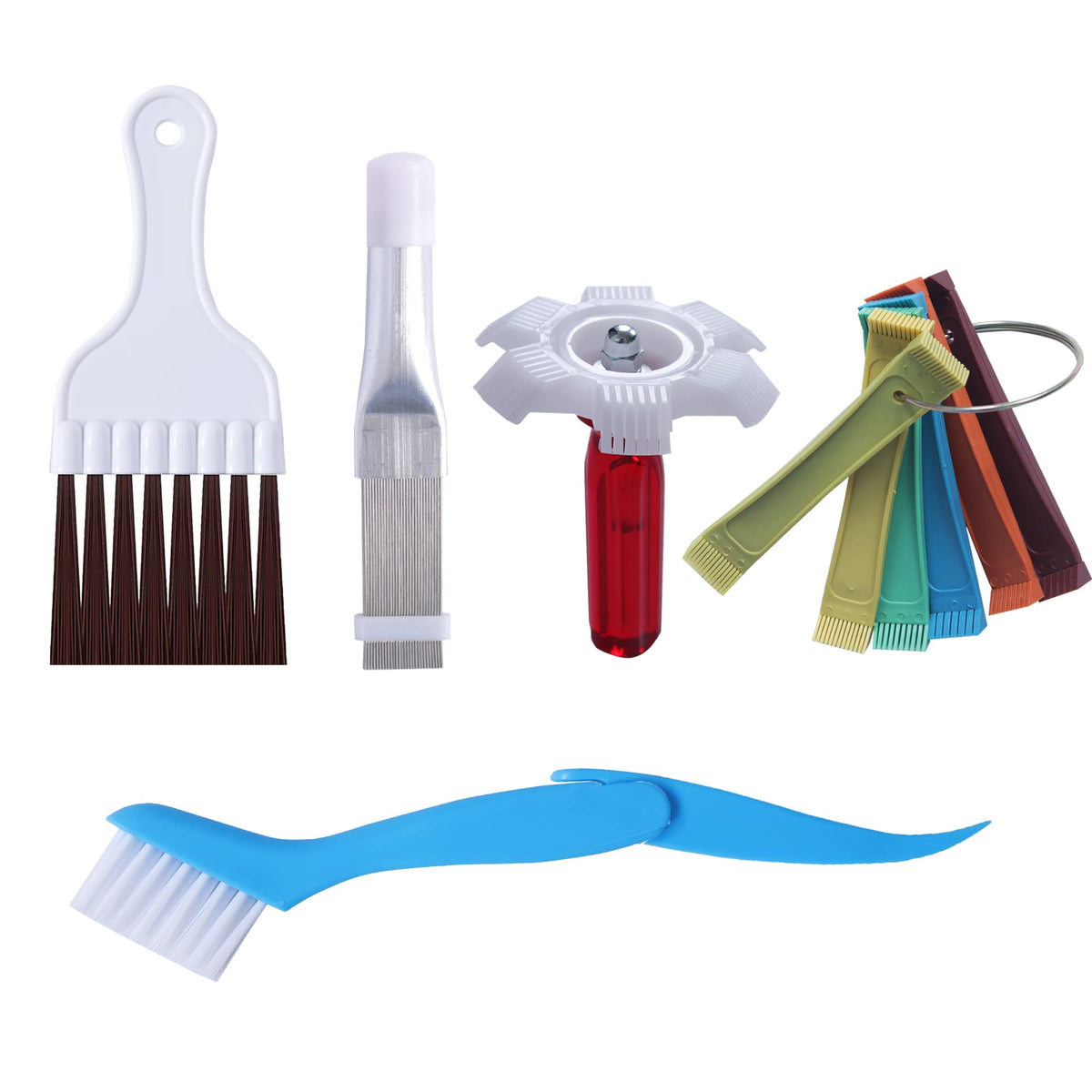 Lonchdan 10 Pcs Air Conditioner Fin Comb Cleaner Kit Ac Coil Cleaning Brush 5 Different Fin Combs Condenser Fin Straightener Ac Evaporator Comb Radiator Repair Clean Tool