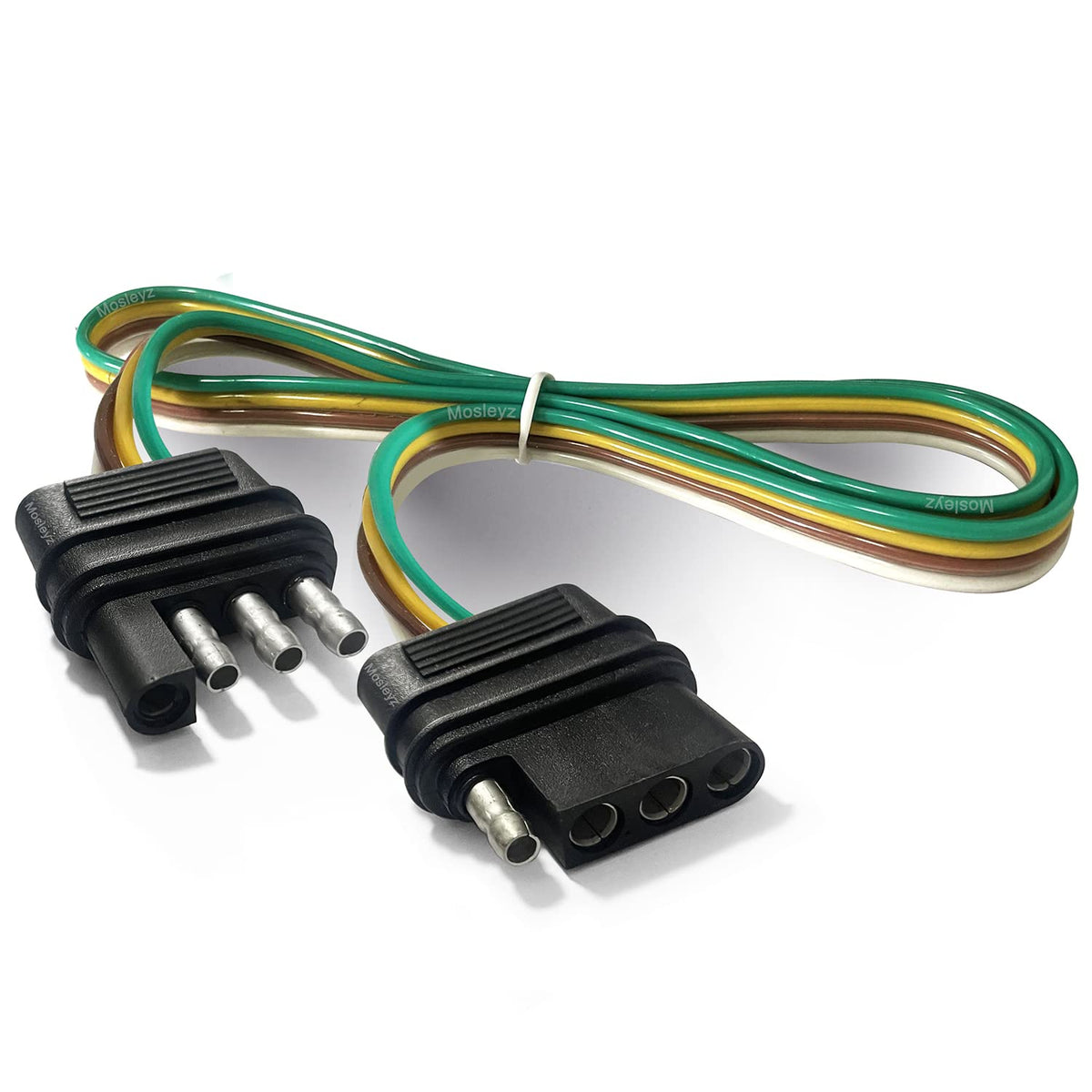 Trailer Wire Extension 4-Way 4 Pin Plug, 4 Wire 4-Flat Connector With Male & Female Plug 18 Awg 26 Inch Hitch Light Trailer Wiri