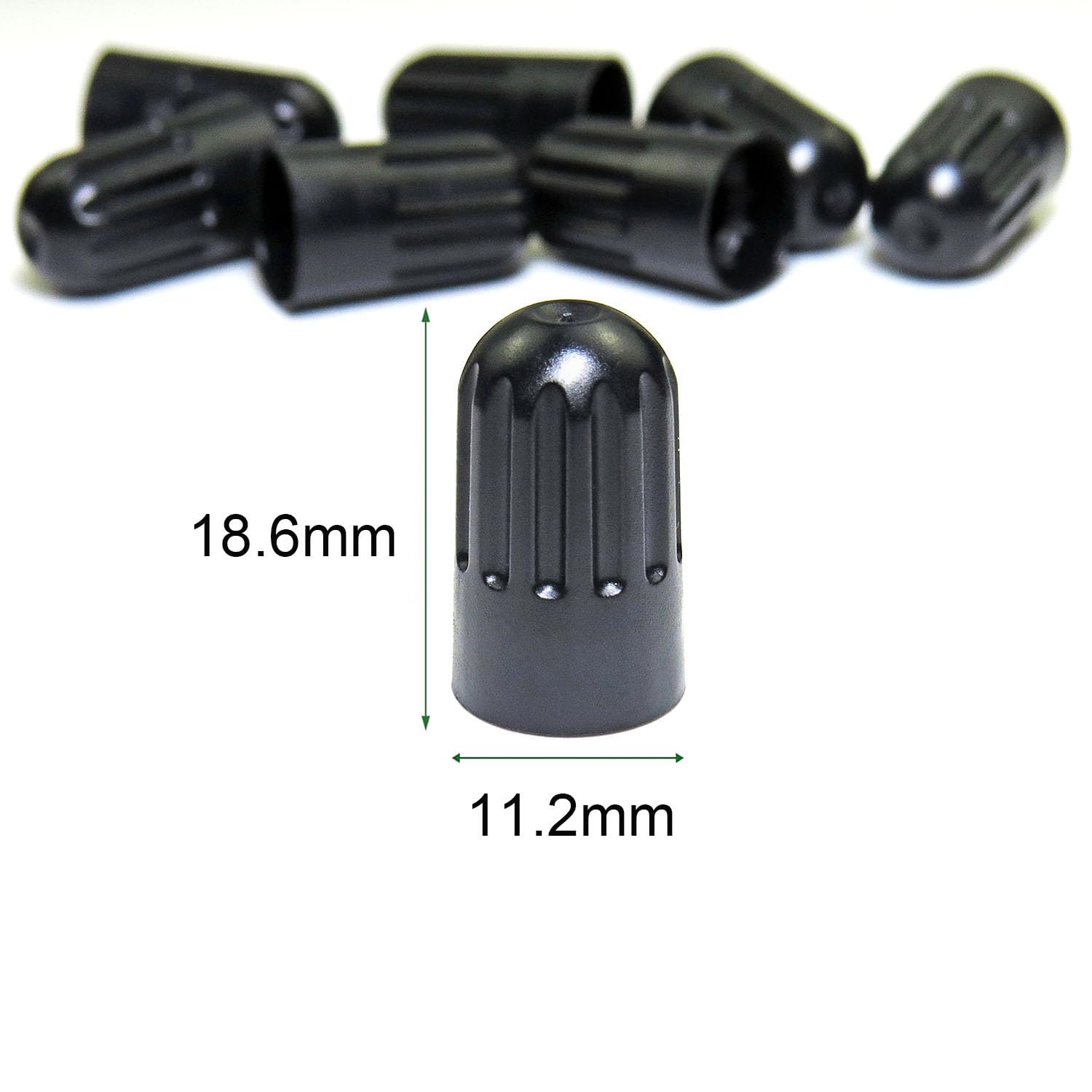 8 Pack Black Plastic Tire Valve Stem Caps - Universal Long Air Valve Covers With Rubber Seal For Tpms And Tr20008 Rubber Valves
