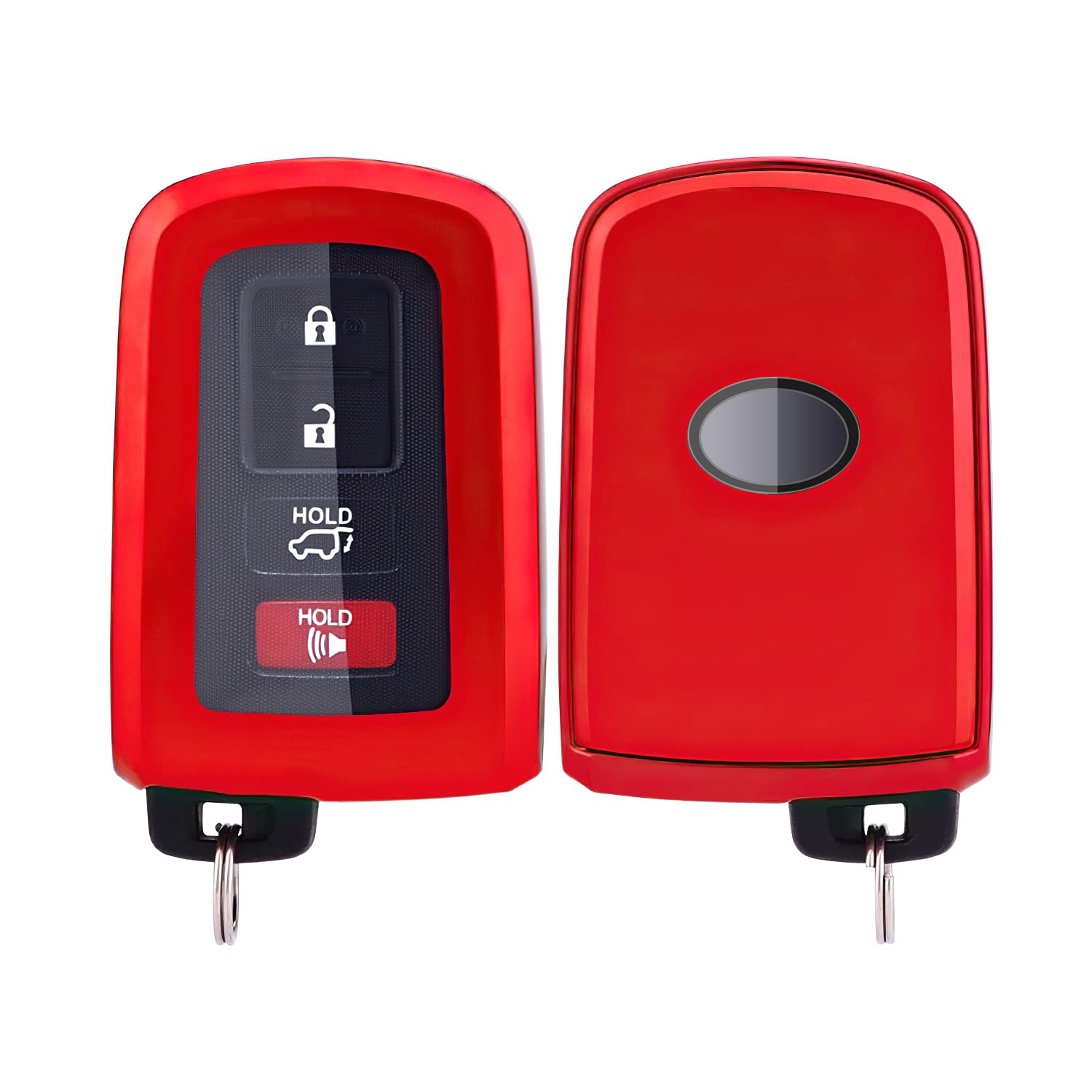 Qbuc For Toyota Key Fob Cover With Keychain Tpu All-Around Protection Key Case Compatible With Toyota 2019-2021 Tacoma 4Runner Sequoia Highlander Avalon Camry Corolla Rav8 Land Cruise Smart Key(Red)