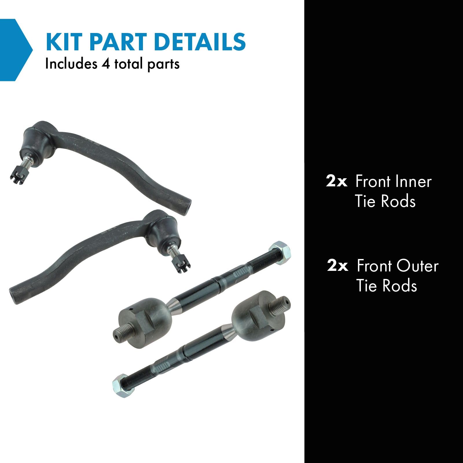 Trq Front Tie Rod Set Compatible With 2007-2012 Mazda Cx-7