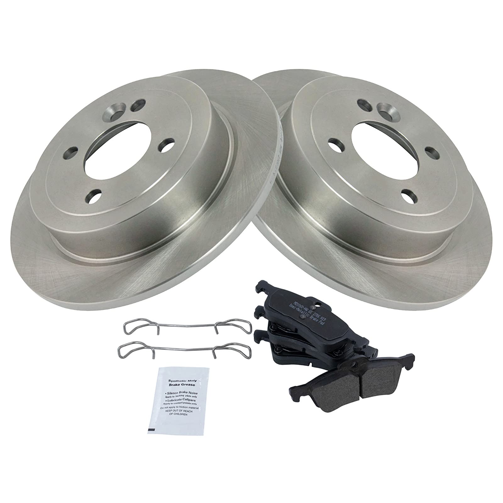 Trq Rear Brake Pad & Rotor Kit Brake Pads Brake Rotor Semi-Metallic Compatible With 2002-2006 Mini Cooper