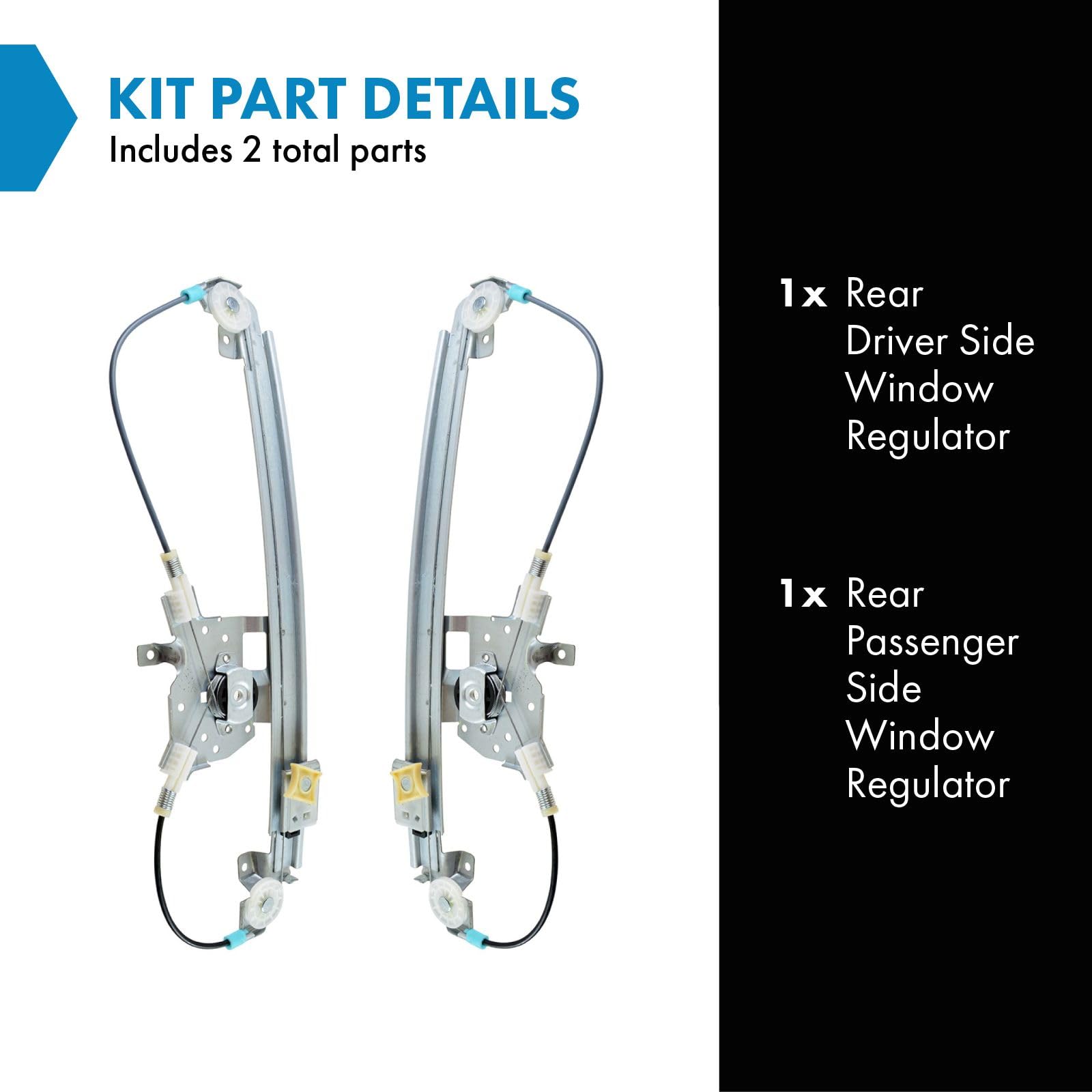 Trq Rear Power Window Regulator Set Compatible With 1997-1999 Mercedes-Benz E300 1996-2003 E320 1997 E420 1998-2002 E430 1999-20