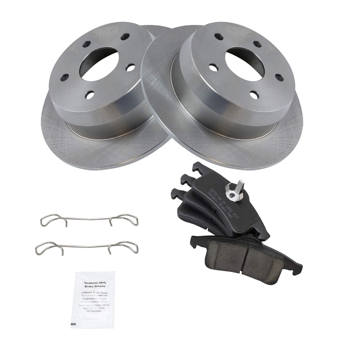 TRQ Rear Brake Pad & Rotor Kit Brake Pads Brake Rotor Ceramic Compatible with 1999-2004 Jeep Grand Cherokee