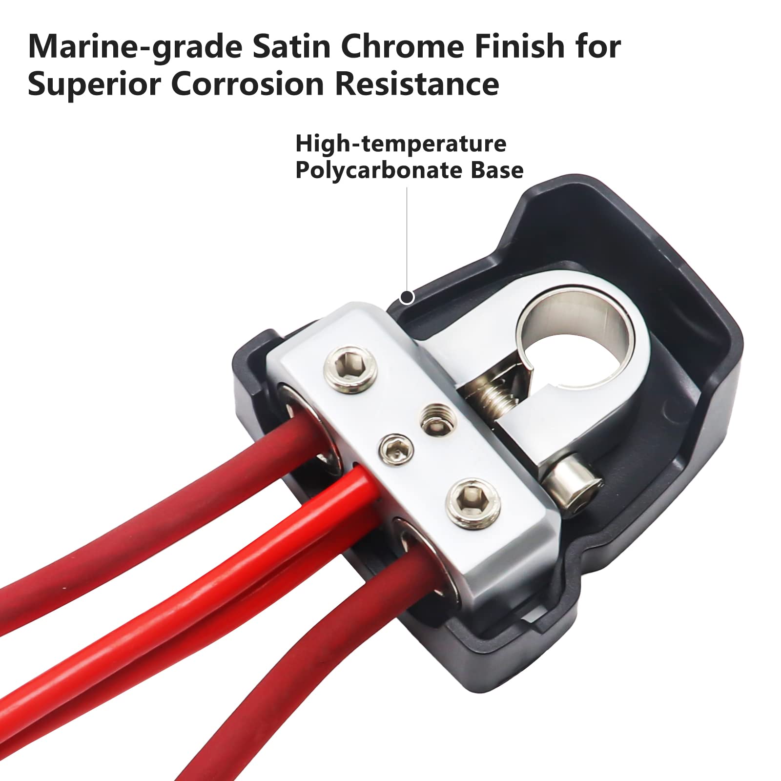 Recoil Pbt-D08 2 Pack Premium Solid Brass Positive Negative Battery Terminals Clamps With Two 0/2/4 Gauge Outputs And Two 8 Gaug