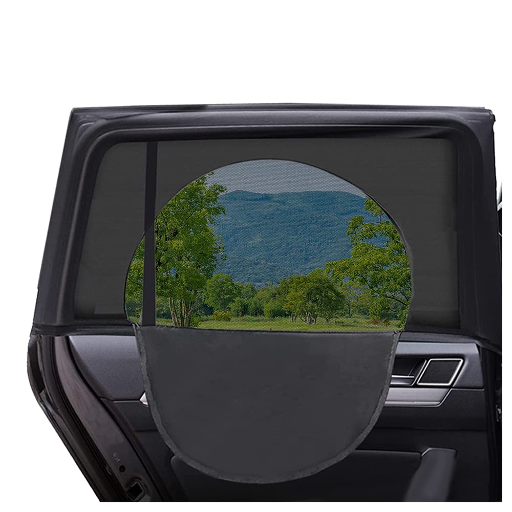 Upgrade Stretchable&Breathable SUV Car Window Shade - Oversize Double Mesh for Heat Shading and Bug&UV Protection - Car Must Hav