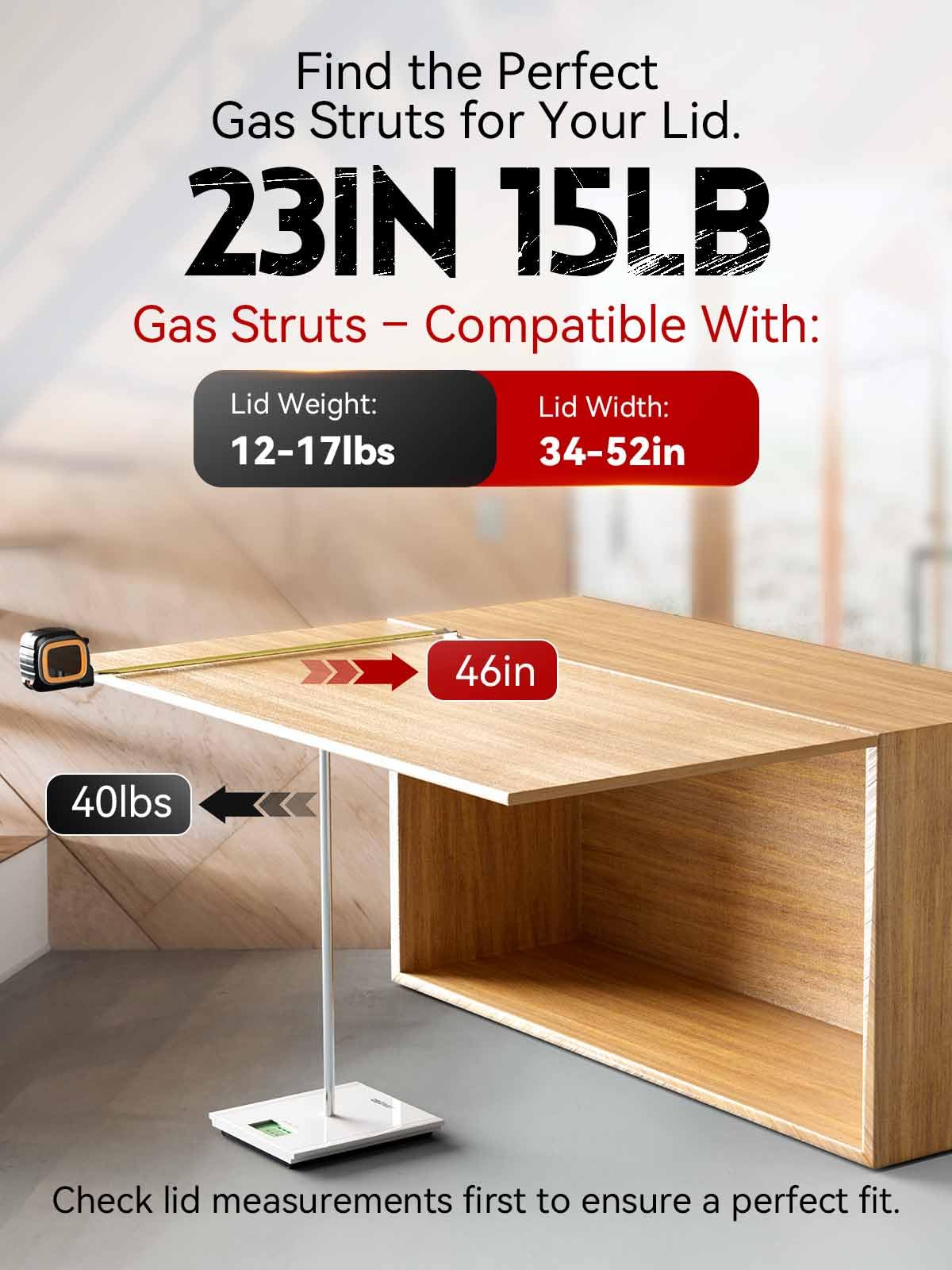 Vepagoo 23 Inch 15Lb/67N Gas Struts Shock With Mounting Brackets, Lift Supports For Rv Bed Storage Trailer Basement Door Box Cov