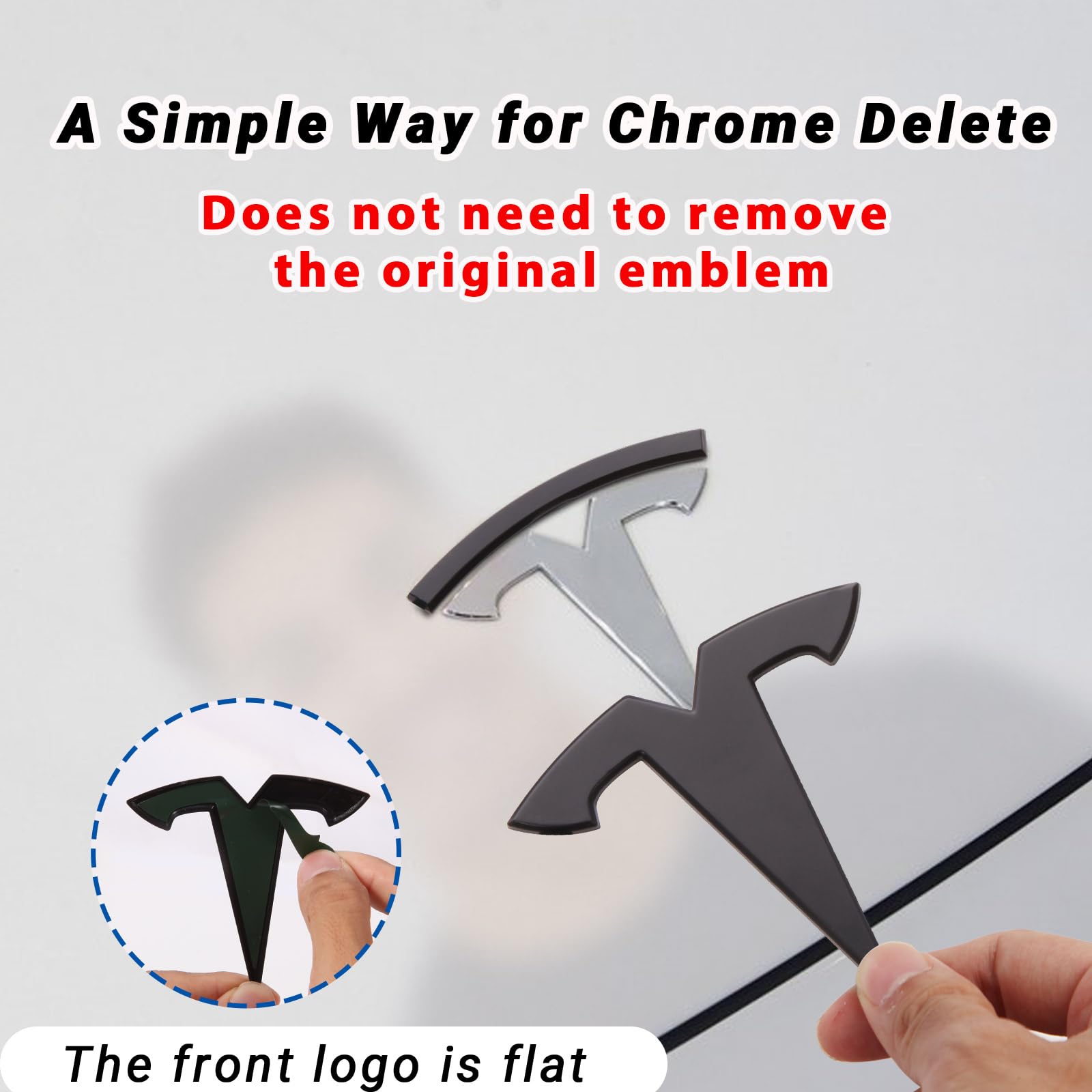 Emblem Accessories For Tesla Model 3 Logo Sticker 2023 2022-2017 Model 3 Decals (Black)