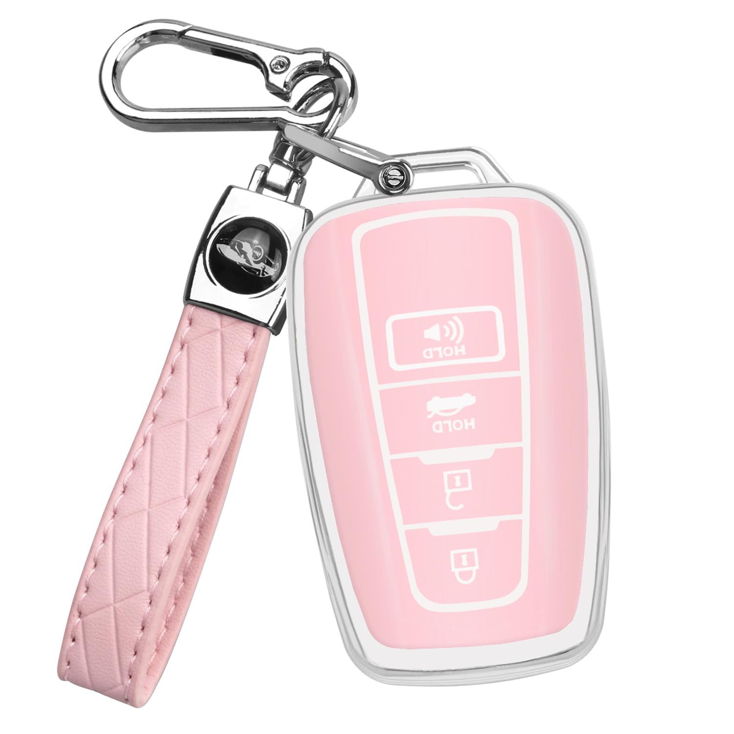 Qbuc For Toyota Key Fob Cover With Keychain Tpu Suitable For 2018-2022 Toyota Camry Rav4 Avalon C-Hr Corolla Highlander