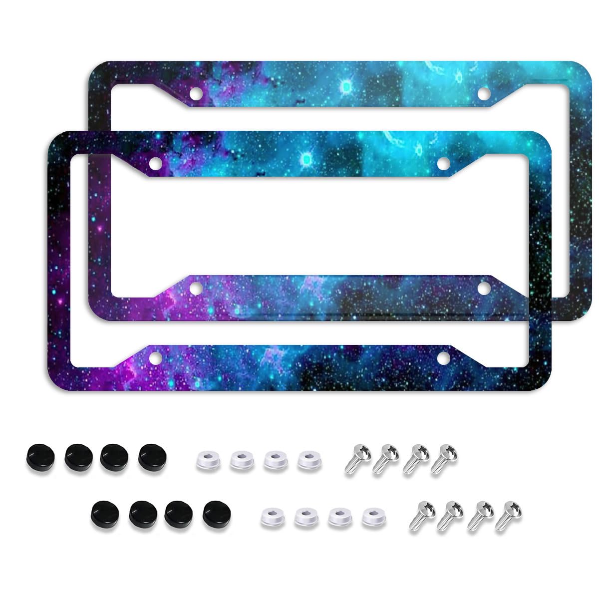 License Plate Frames Galaxy Fashionable Starry Sky Night Car Tag Holders Aluminum Composite Colorful Design License Plate Frame 