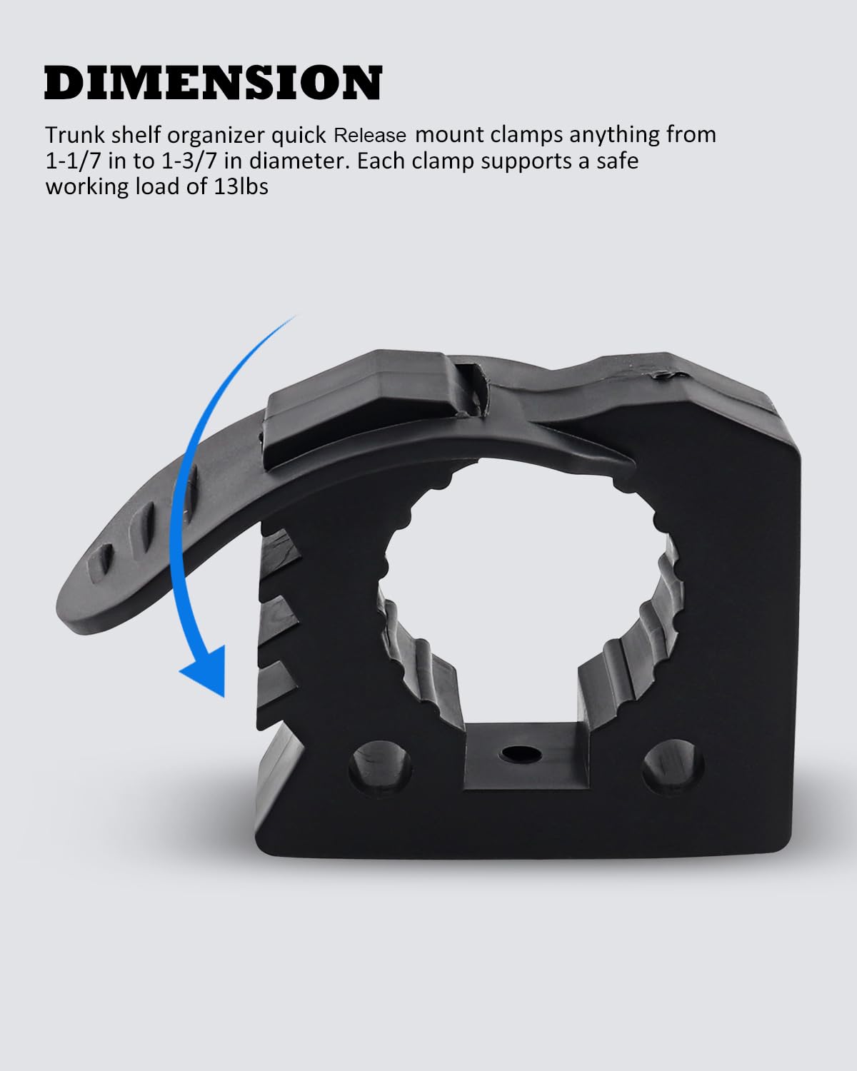 Quick-Release Clamp Mount Rubber Clamp Grip for 1/7'' to 1-3/7'' Diameter Tools and Equipment Used on Off-road vehicle, UTV, ATV