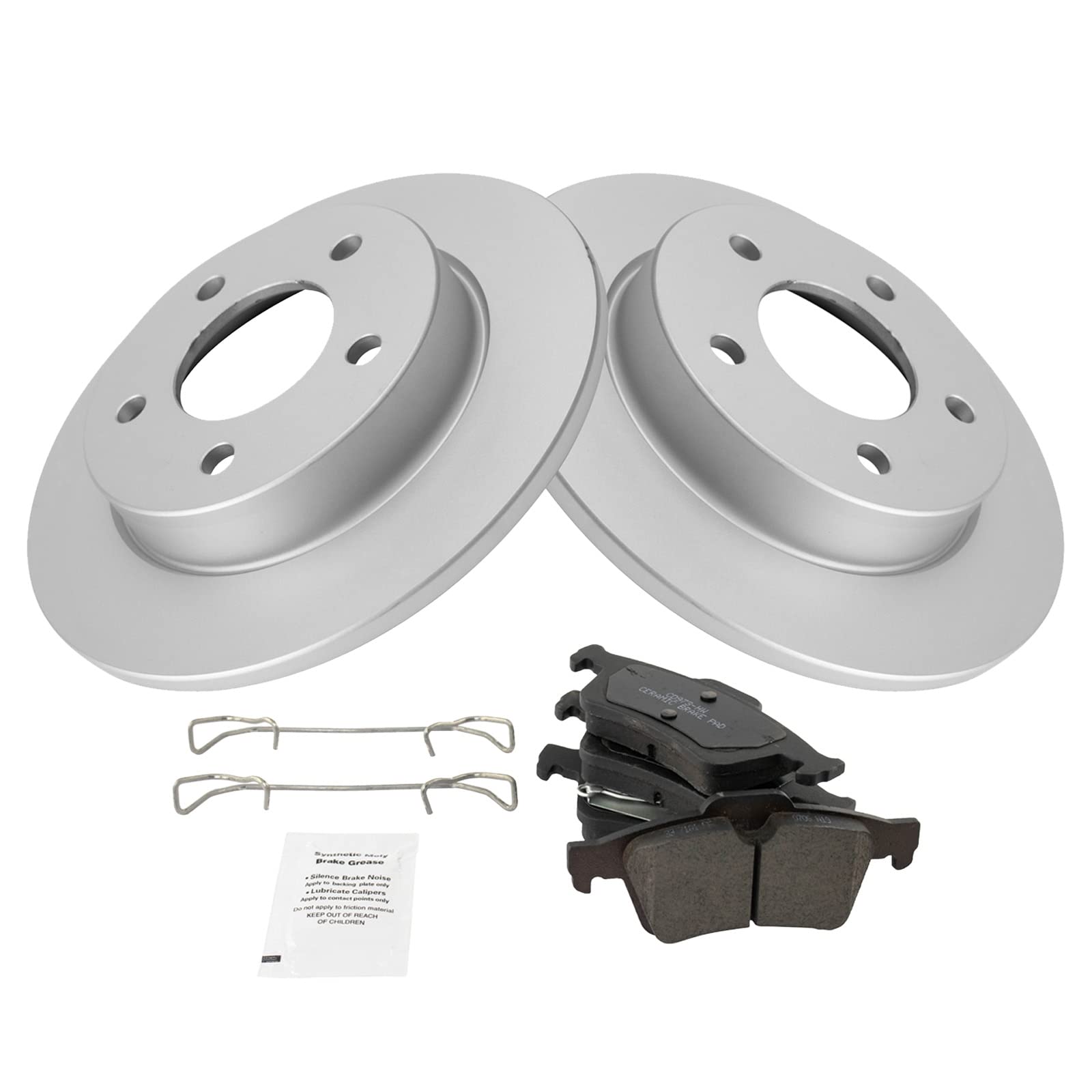 Trq Rear Brake Pad & Rotor Kit Brake Pads Brake Rotor Ceramic Premium G-Coated Compatible With 2004-2005 Mazda 3
