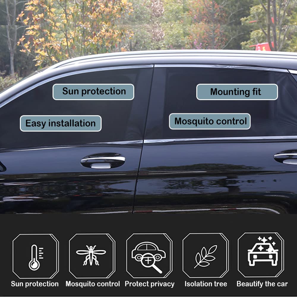 Upgrade Stretchable&Breathable SUV Car Window Shade - Oversize Double Mesh for Heat Shading and Bug&UV Protection - Car Must Hav