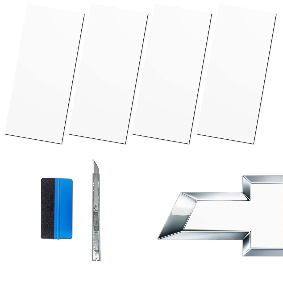 LZLRUN Compatible with Bowtie Logo Wrap Stickers Cut-Your-Own Emblem Overlay DIY Decals for Chevy 11.8 Inch x 4 Inch (Gloss Whit