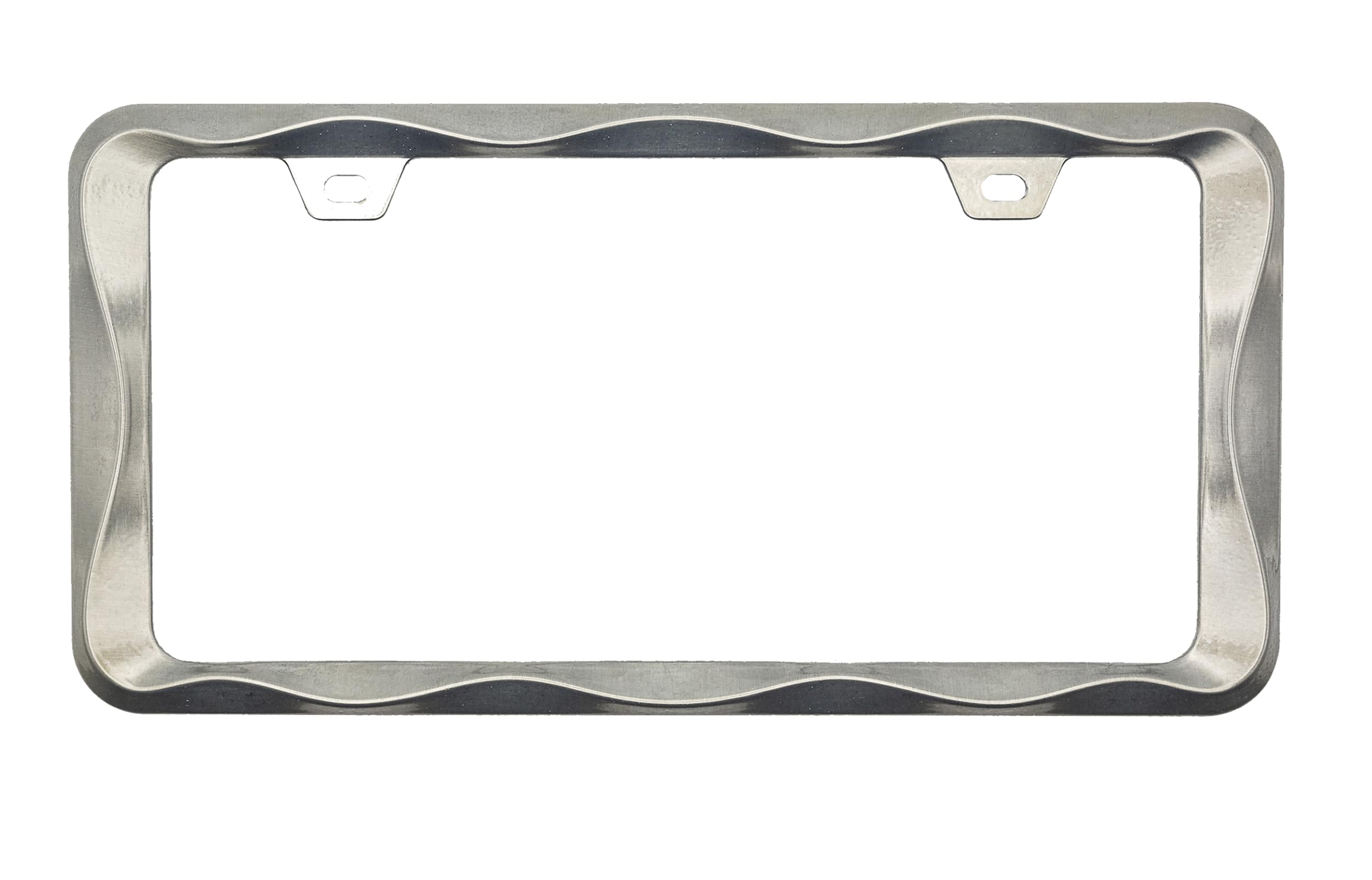 Creathome 3D Curly Wave Pattern Brush Nickel License Plate Frame From Pure Zinc Alloy Metal