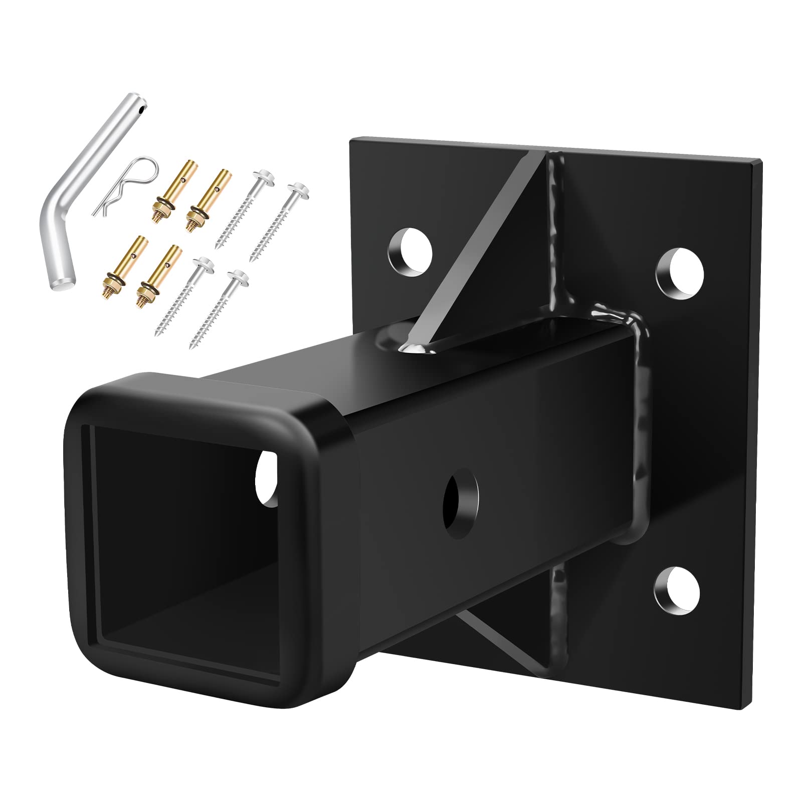 DACK Hitch Wall Mount, Bolt-On Receiver Tube Adapter, 2 Inch Opening Hitch Receiver Plate Tube, Bumper Trailer Hitch Receiver, U