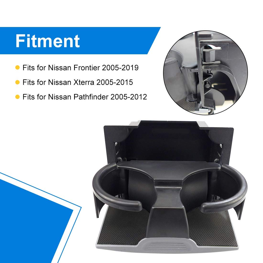 Rear Center Console Cup Holder Fits for Nissan Frontier Xterra Pathfinder 2005-2019 OE Replacement 96965-ZS00A, 96965-ZP00C, 969