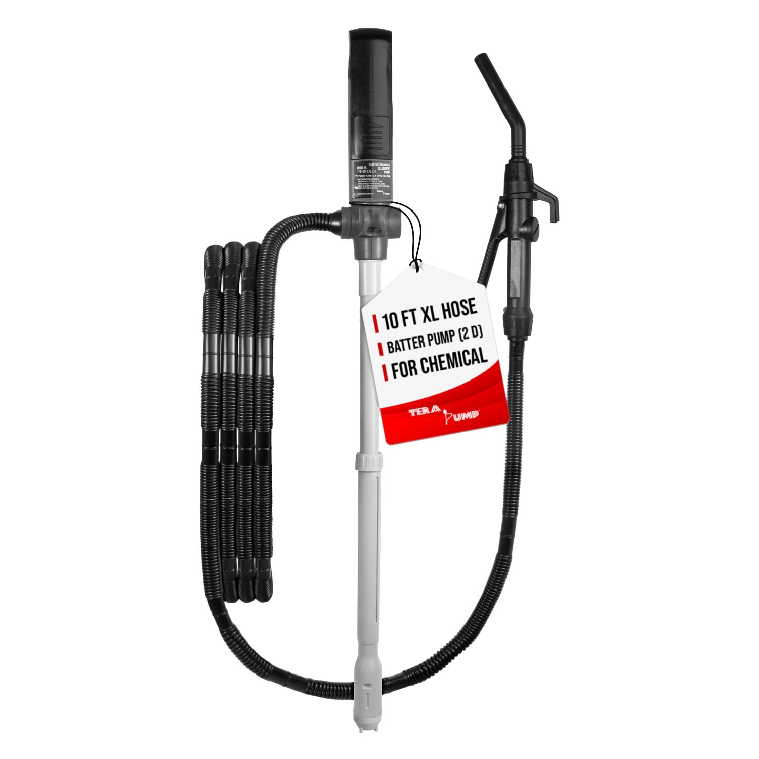 Tera Pump - Trep01-Txl-Ch Two (2) D Battery Powered Chemical Resistant Pump For Ethanol Methanol Def Brake Cleaner 2.1 Gpm Trans