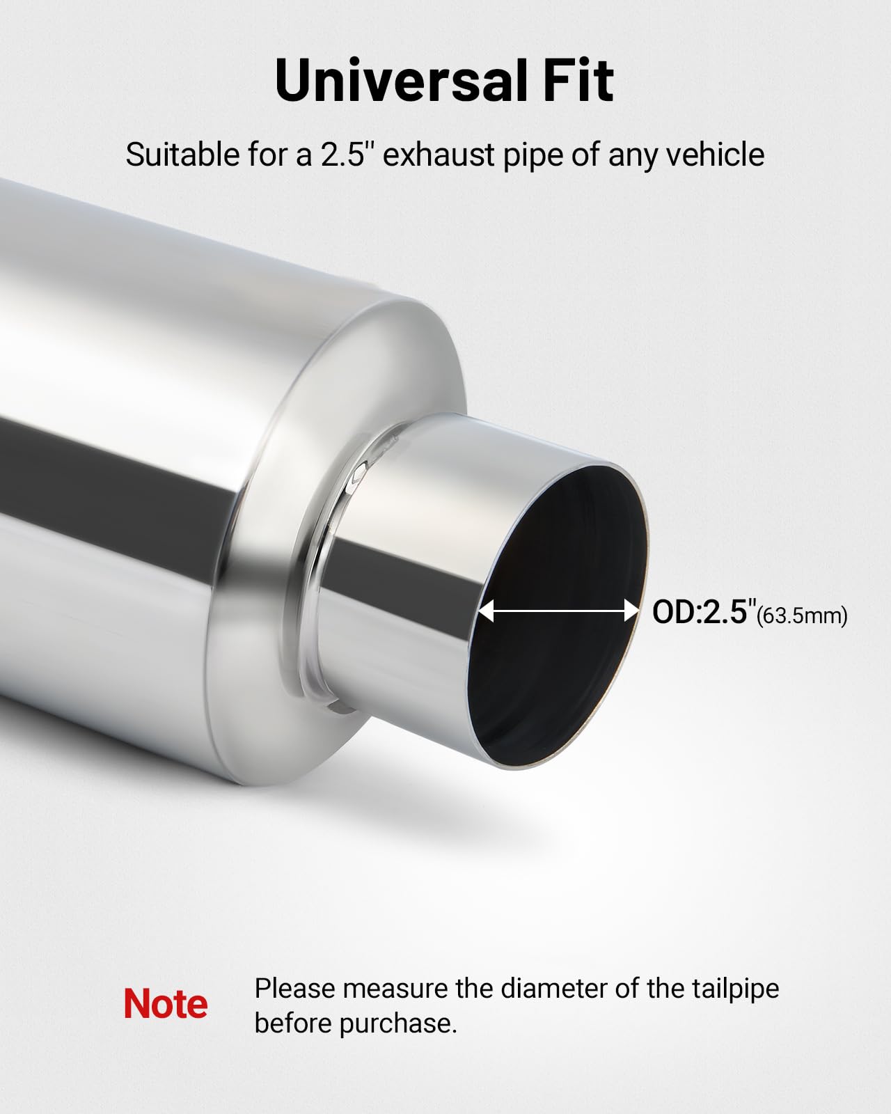 Evil Energy 2.5'' Resonator Muffler Stainless Steel (2.5 Inch Inlet/Outlet, 13.8'' Length)