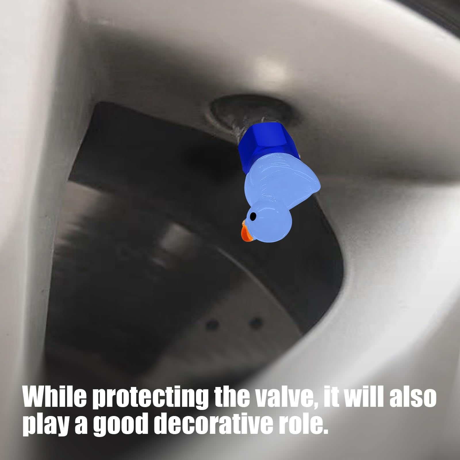 Goothx Tire Valve Stem Cap, 4 Pcs Glow-In-The-Dark Cute Duckling Tire Valve Cap, Universal For Cars, Motorcycles, Trucks, And Bi