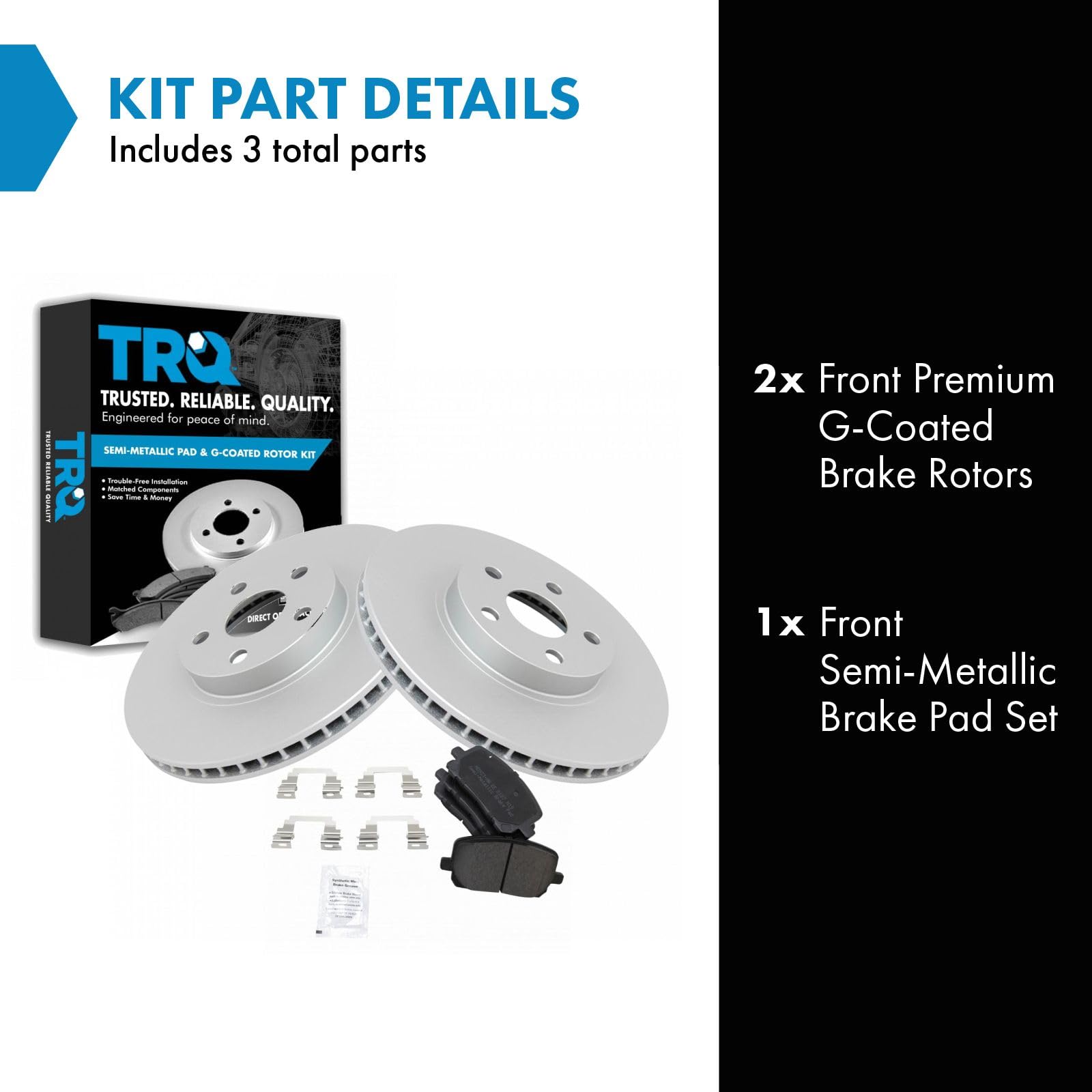 Trq Front Brake Pad & Rotor Kit Brake Pads Brake Rotor Semi-Metallic Premium G-Coated Compatible With 2003-2008 Pontiac Vibe Toy