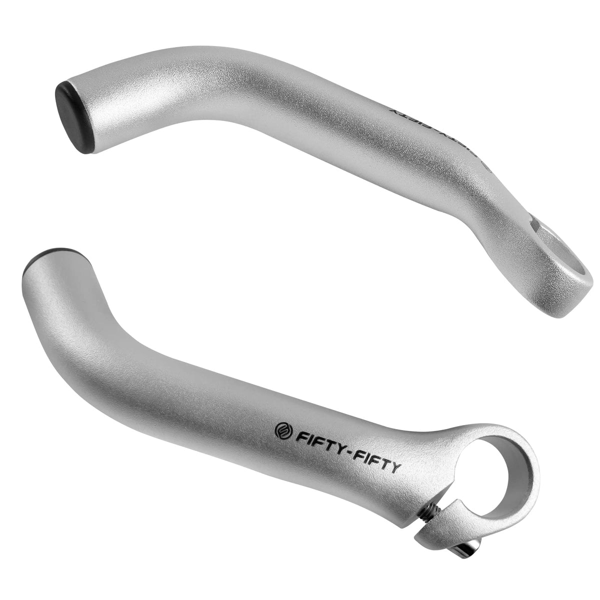 Fifty-Fifty Bike Bar Ends, Mountain Bike Handlebar Ends, Aluminium Alloy Mtb Bicycle Bar Extender (Brushed Silver)