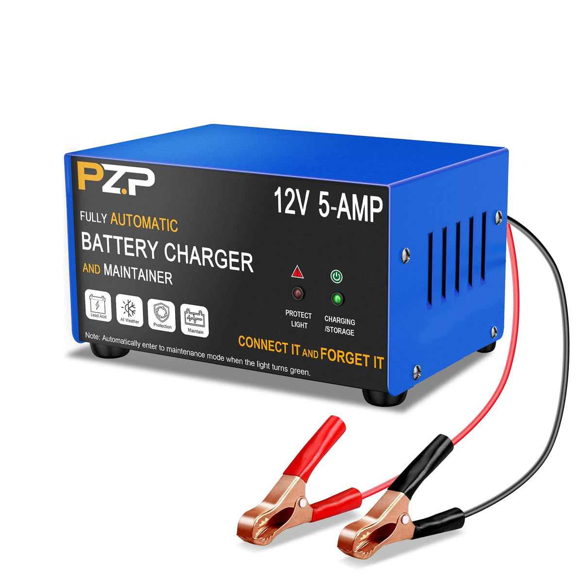 Pz.P 12V Smart Car Battery Charger, 5Amp Fully-Automatic Trickle Charger, Battery Desulfator With Auto Repair, 12 Volt Battery M