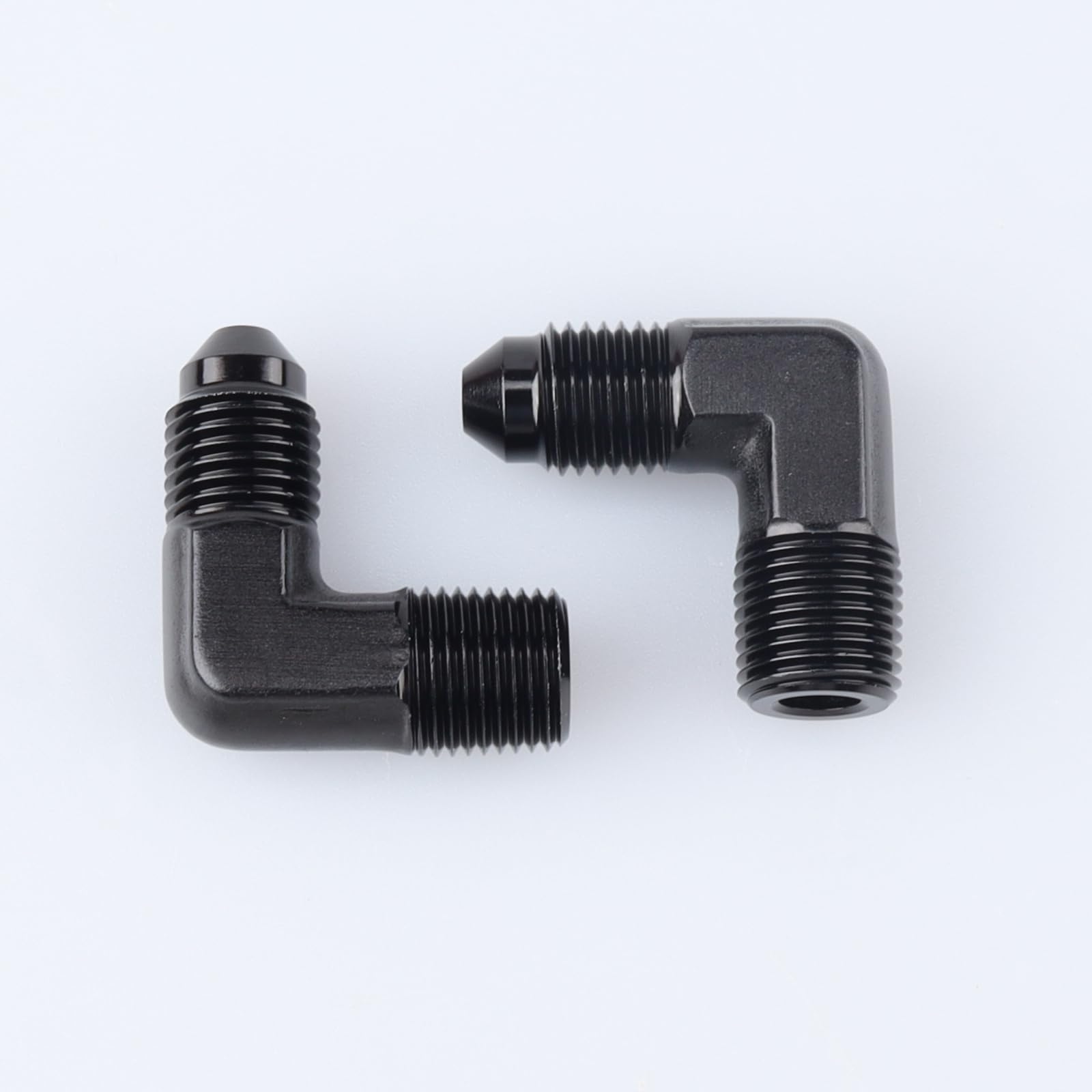 Ac Performance 90 Degree Elbow -3 An Male To 1/8'' Npt Male Fitting Adapter Connector Aluminum Black, Pack Of 2