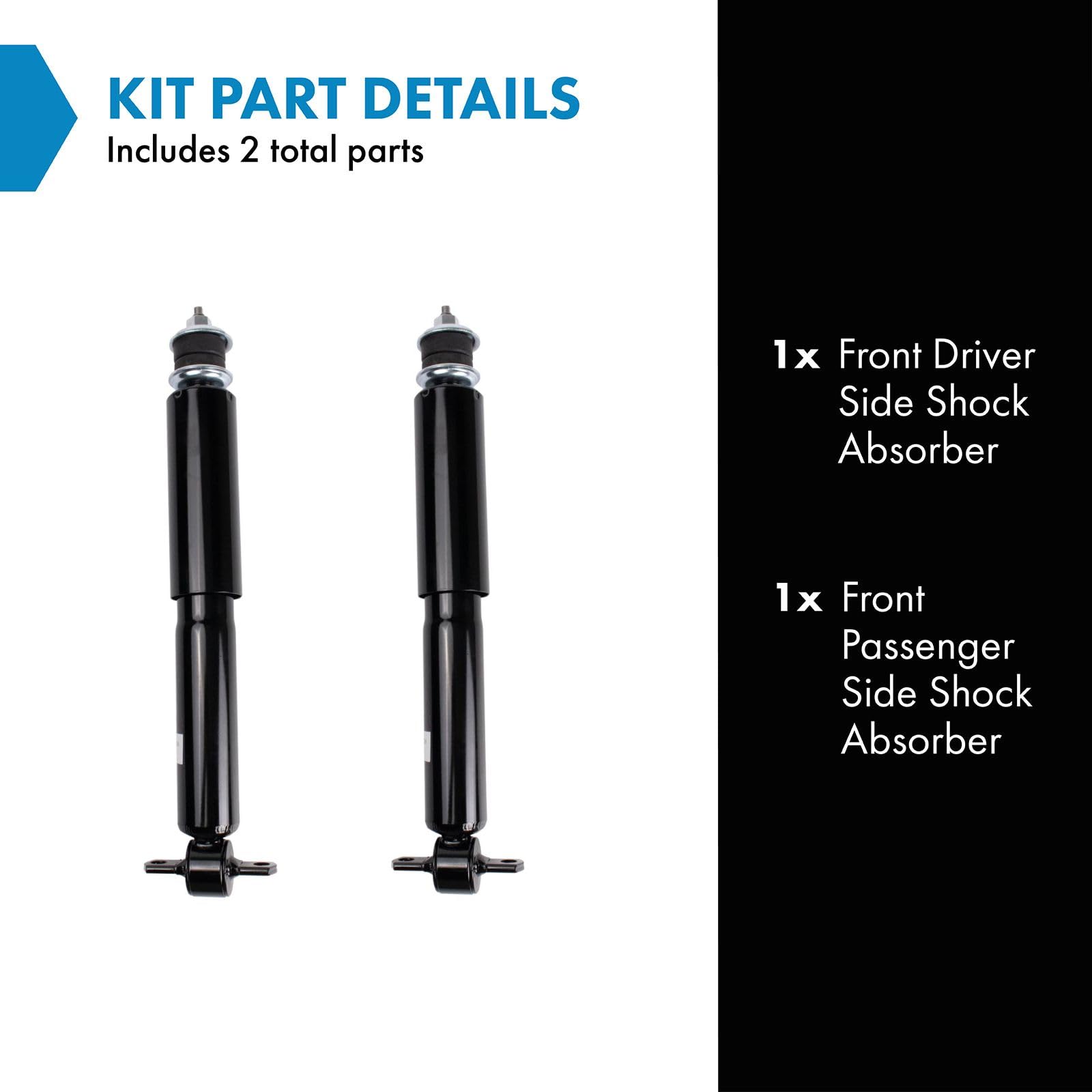 TRQ Front Shock Absorber Set for 2009-2022 Dodge Ram 1500 & Classic, Pair, High-Performance Suspension Upgrade