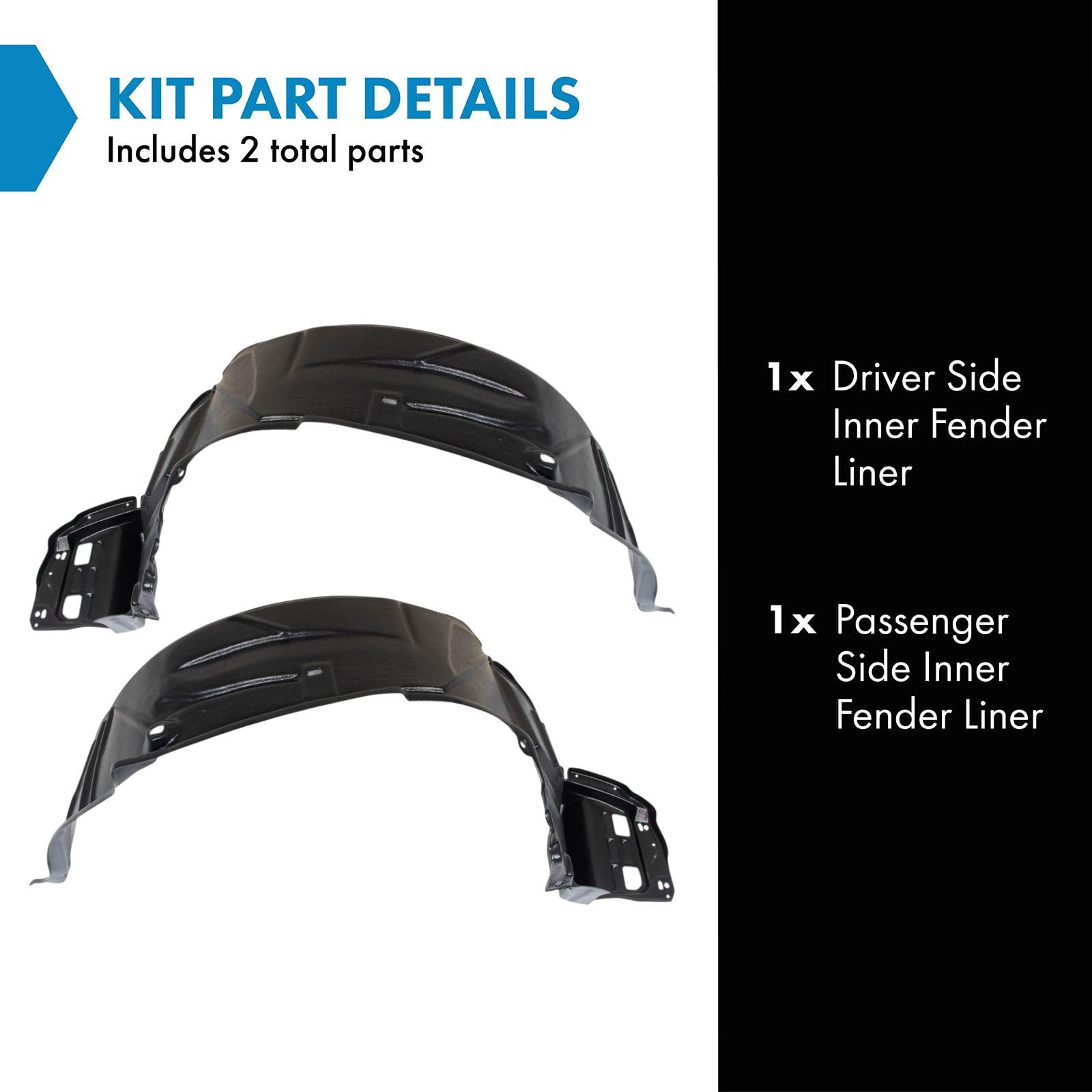 Trq Inner Fender Liner Set Compatible With 2007-2009 Pontiac G5 Gm1250121 Gm1251120