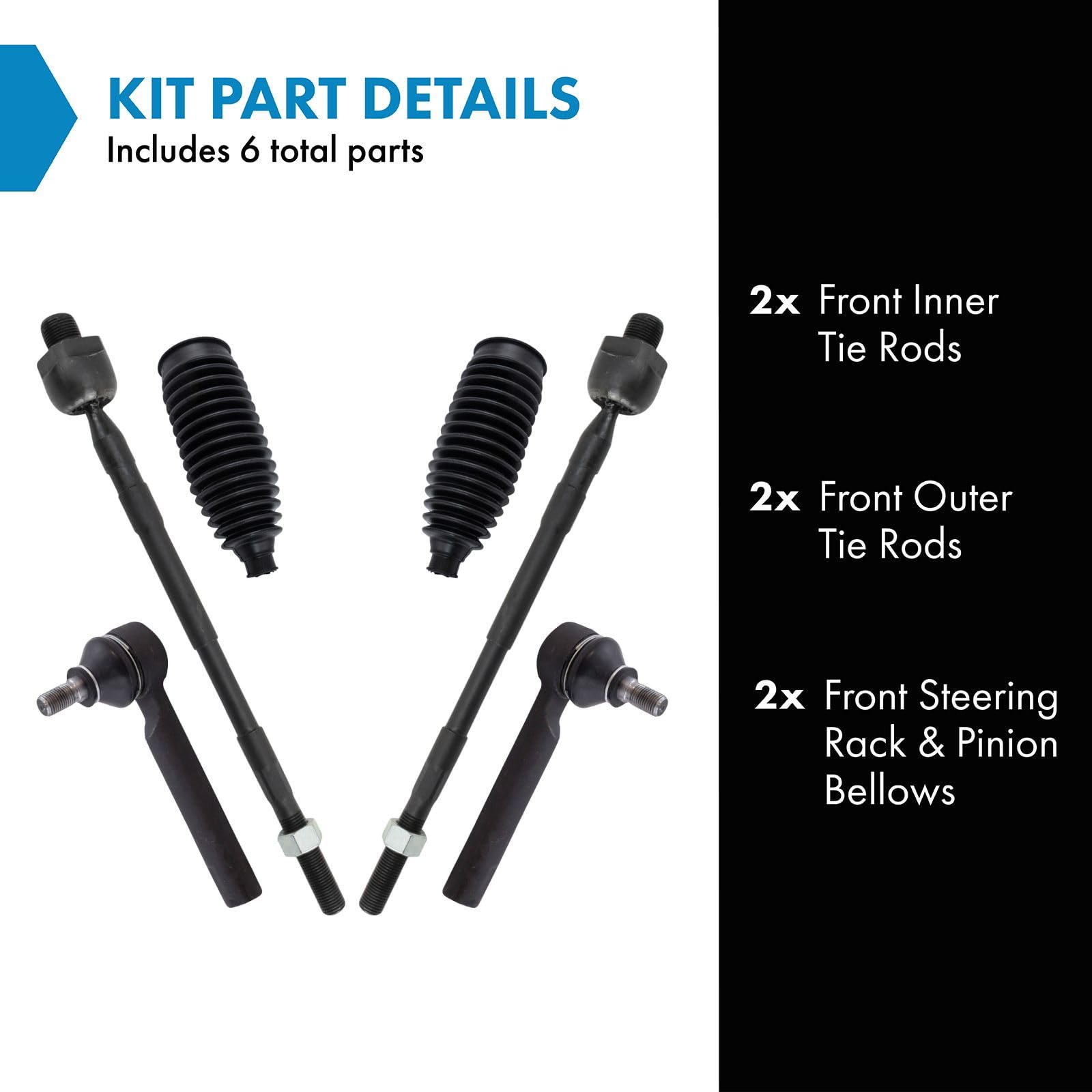 Trq Front Steering Kit Steering Rack & Pinion Bellow Tie Rod Compatible With 2006-2007 Subaru B9 Tribeca 2008-2014 Tribeca