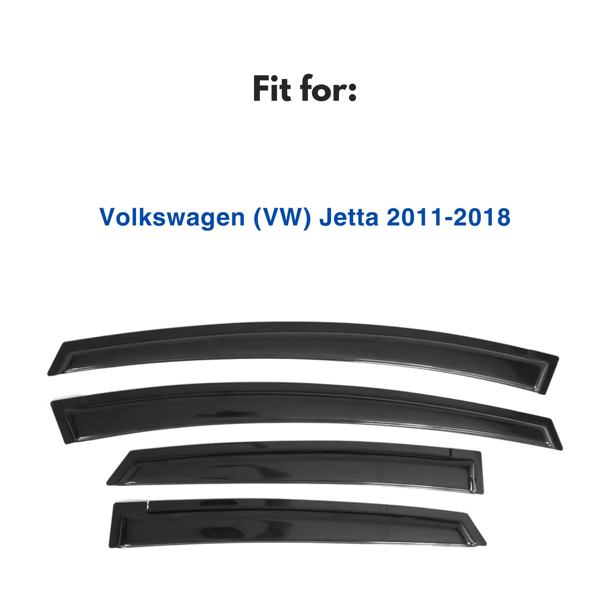 Ig Window Visor For Volkswagen (Vw) Jetta 2011-2018, Rain Guard Tape-On Extra Durable Sun Wind Side Vent Window Deflector, 2011