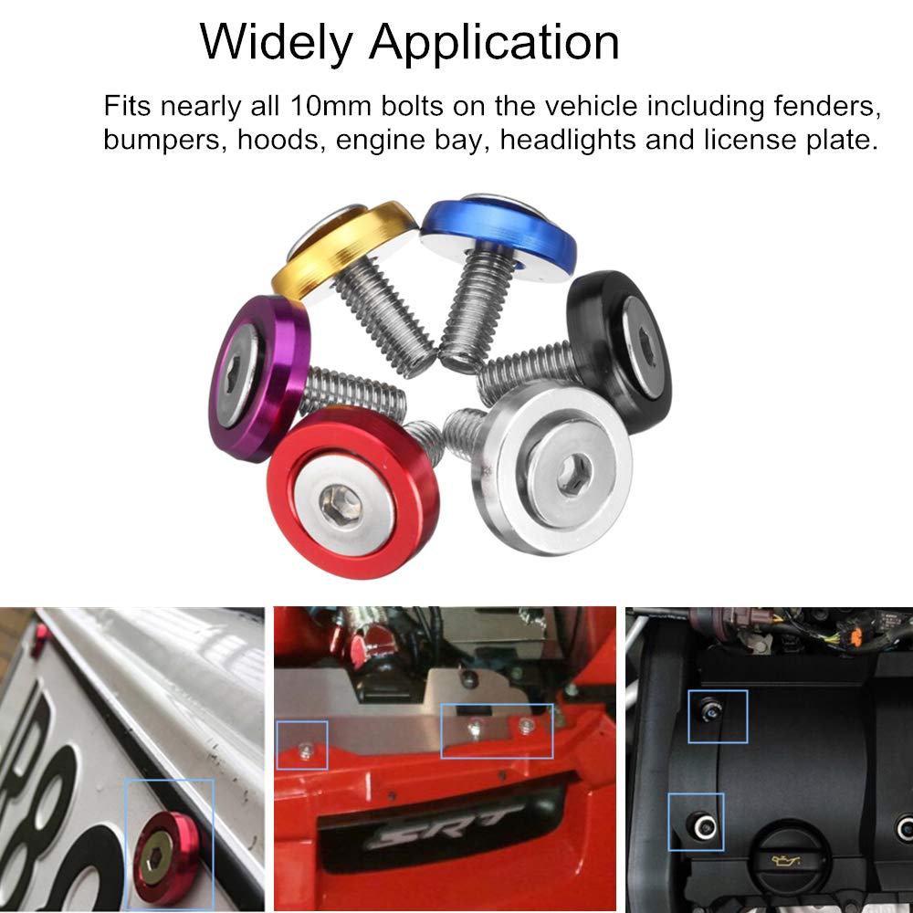 Ouhl 20Pcs Aluminum Bumper Fender Washer M6 T6 Grade Cnc Billet Engine Bay Dress Up Kit (Gold)