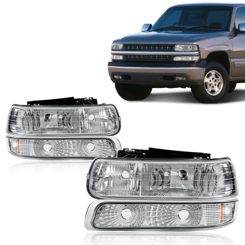 Pit66 Headlights Assembly, Compatible With Chevy 1999-2002 Silverado 1500 2500/2001-2002 Silverado 1500Hd 2500Hd 3500/2000-2006