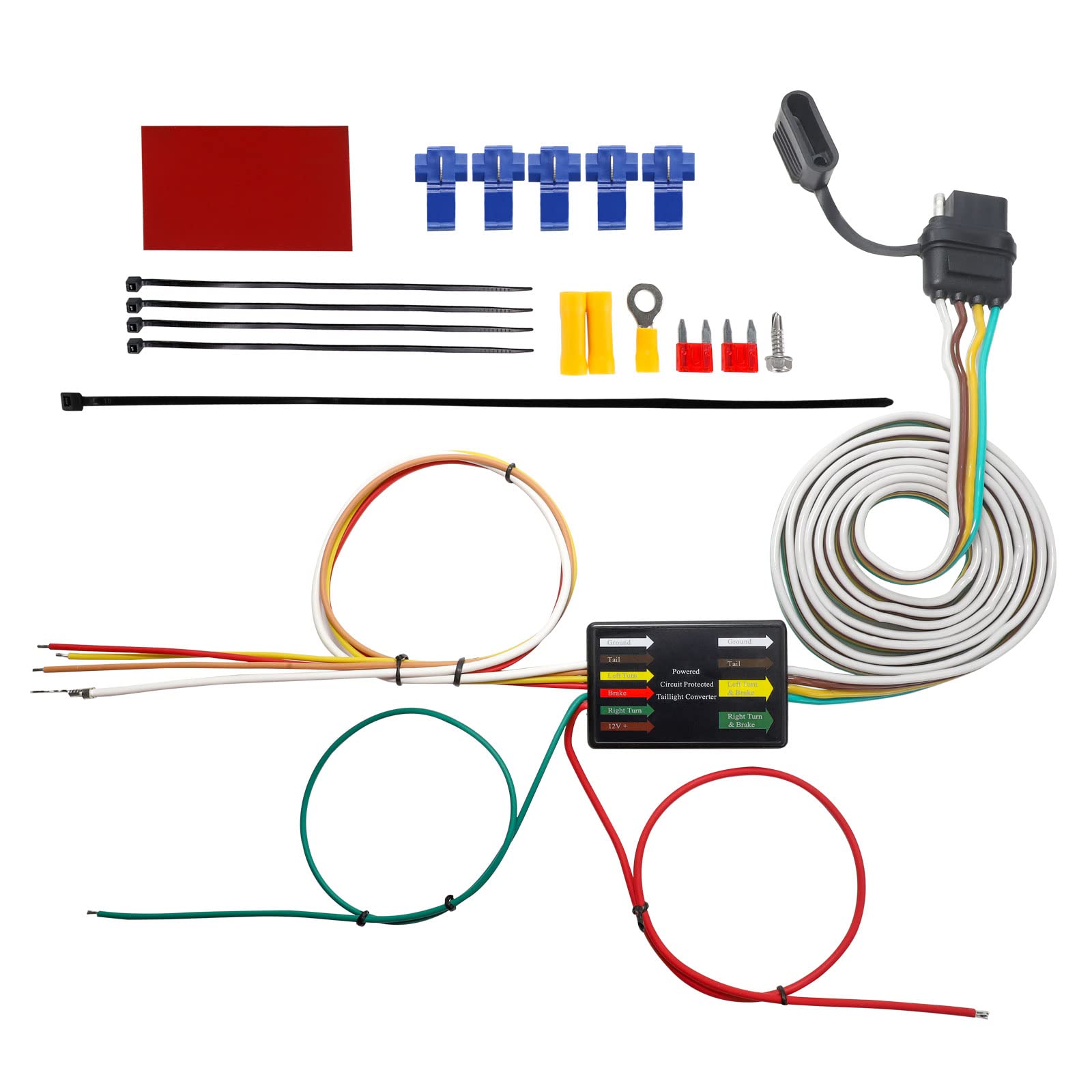 MECMO Multi-Function LED Compatible Powered 3-to-2-Wire Splice-in Tail Light Converter Harness 56236, Convert Separate Turn and 
