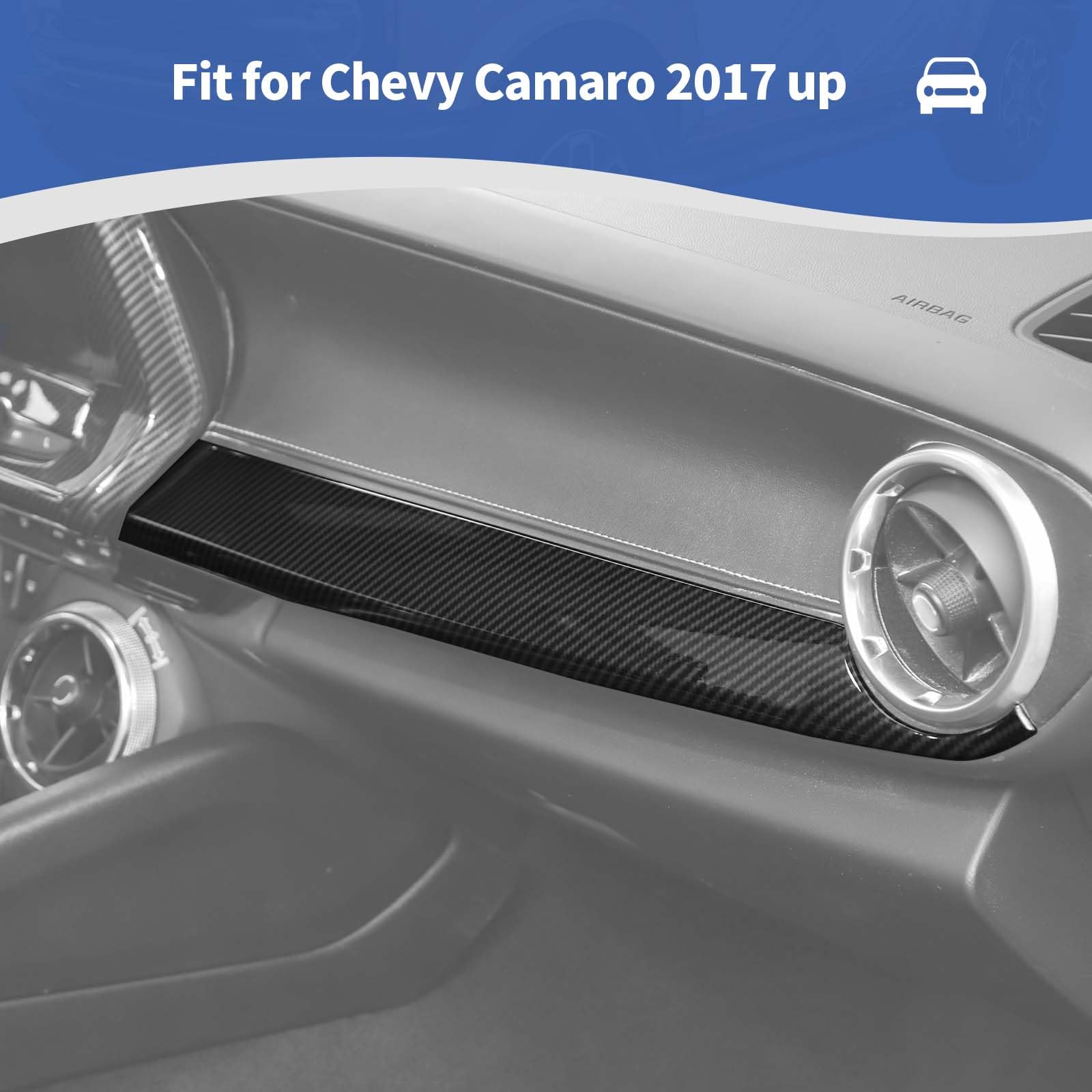 RT-TCZ for Camaro Passenger Dash Panel Trim Cover Carbon Fiber for Chevy Camaro 2017 2018 2019 2020 2021 2022 2023 Carbon Fiber Interior Accessories