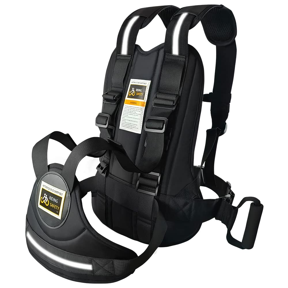 Jolik Child Motorcycle Harness Adjustable With Two Handles, Breathable Material In Black