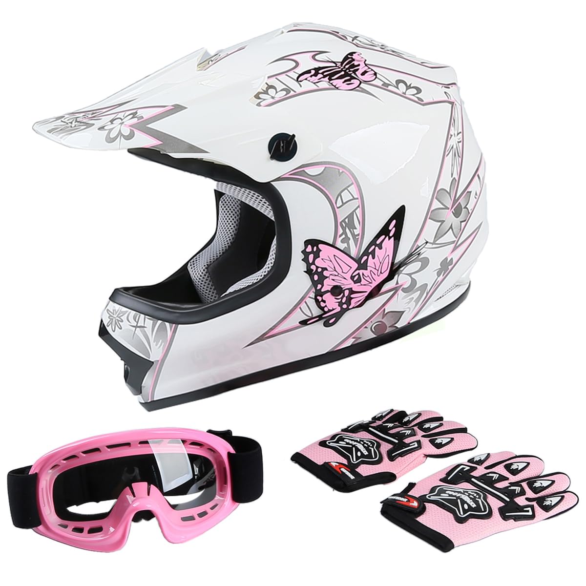 Tct-Motorparts Dot Four Wheeler Girls Riding Helmets Youth Kids Motocross Atv Helmets Offroad Street Dirt Bike Go-Kart Bmx Mx Fu