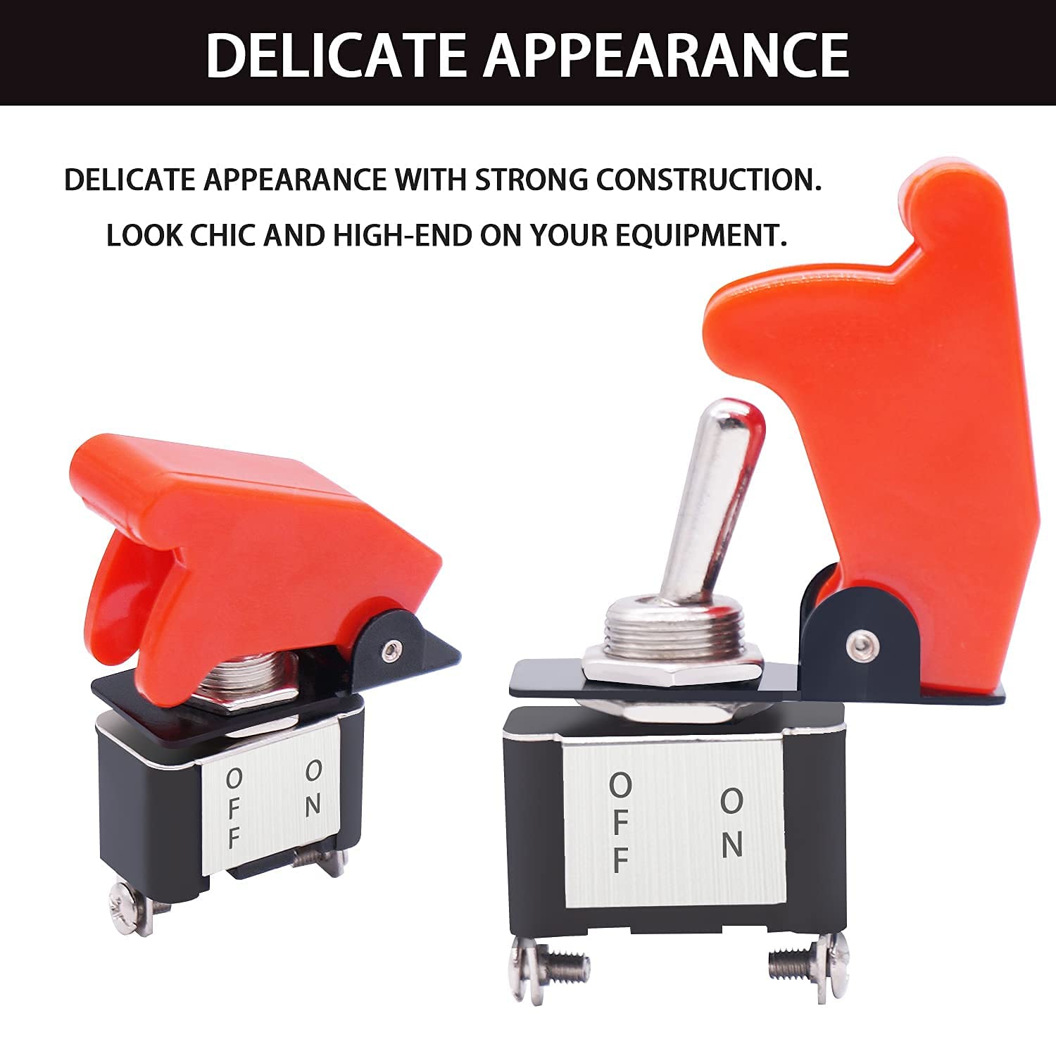 mankk 2PCS 12V Heavy Duty Rocker Toggle Switch 10A/125V SPST ON/Off 2Pin with Red Aircraft Safety Cover for Auto Car Marine Boat