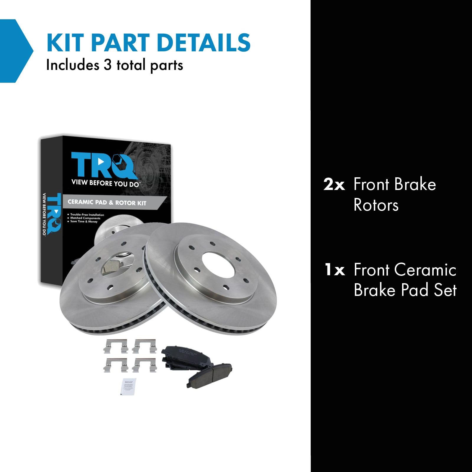 Trq Front Brake Pad & Rotor Kit Brake Pads Brake Rotor Ceramic Compatible With 2005 Infiniti Qx56