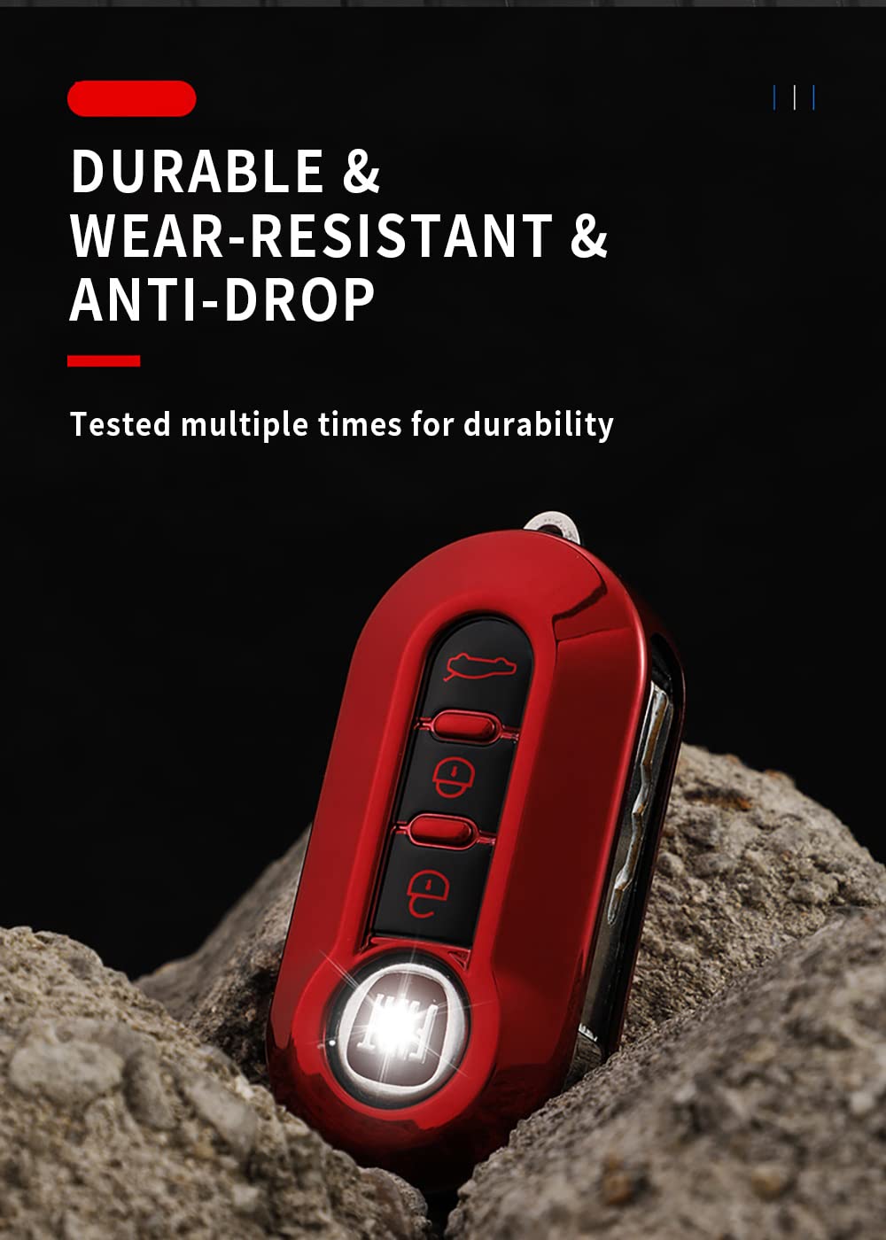 HIBEYO Key Fob Cover for Fiat Ducato 500 500L Panda Grande Punto Lancia Musa Accessories Smart Key Shell Cover for Fiat 500 Fold