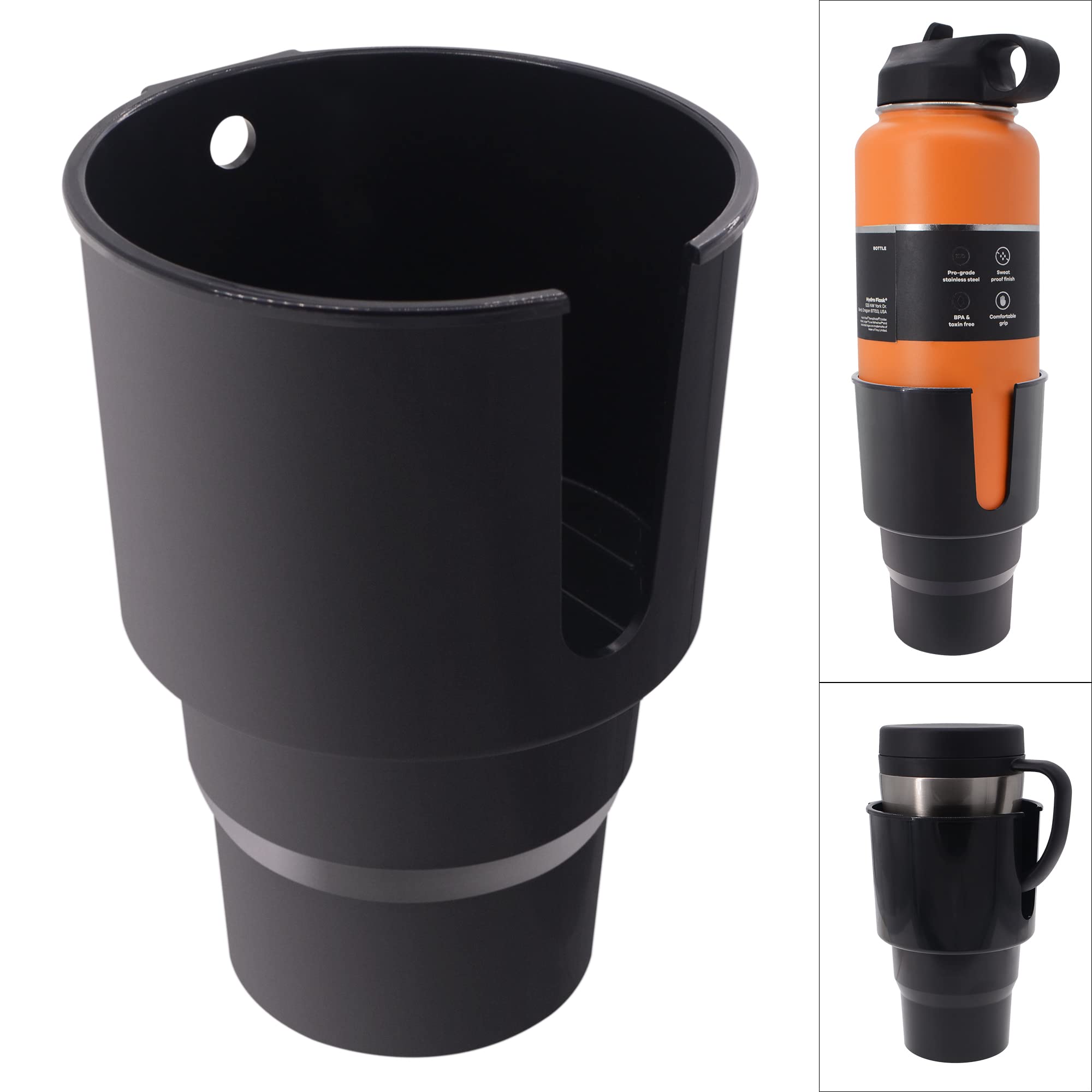 iSaddle Large Car Cup Holder Adapter Compatible with Hydro Flask 32oz 40oz 50/50 Flask, Yeti 24/30/36oz, Nalgene 32oz Coffee Mug