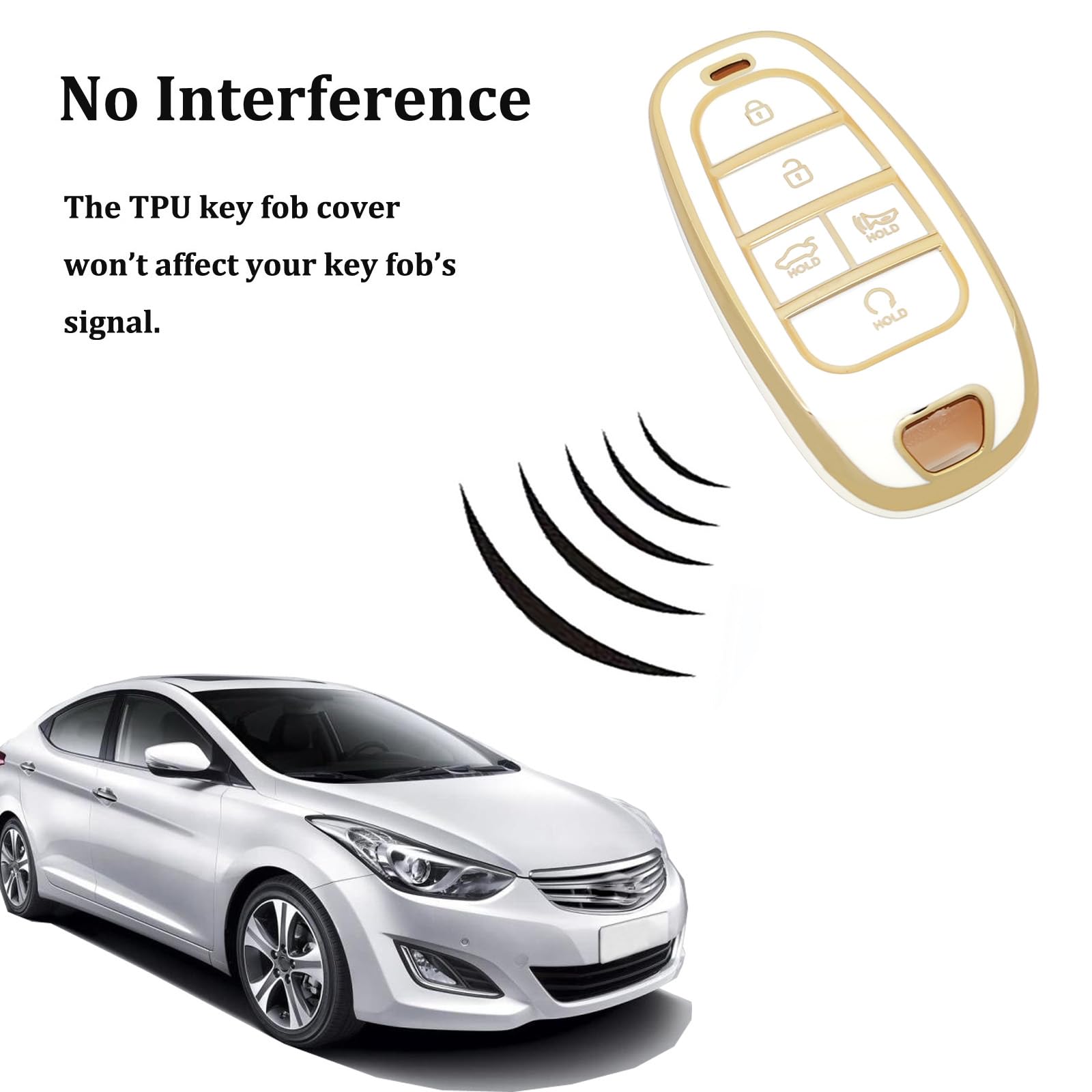 Arruweer Key Fob Cover for Hyundai Soft TPU Key Fob Case Holder Compatiable with 2020-2023 Sonata Santa fe Tucson Accessories wi