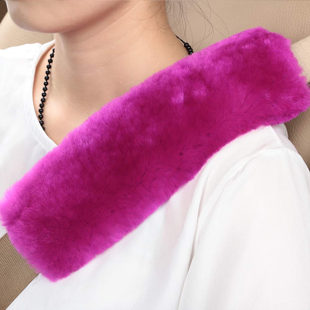 Ogland 2 Pack Automotive Authentic Sheepskin Car Seat Belt Pads, Soft Shoulder Pad, Neck Cushion Protector, Genuine Natural Meri