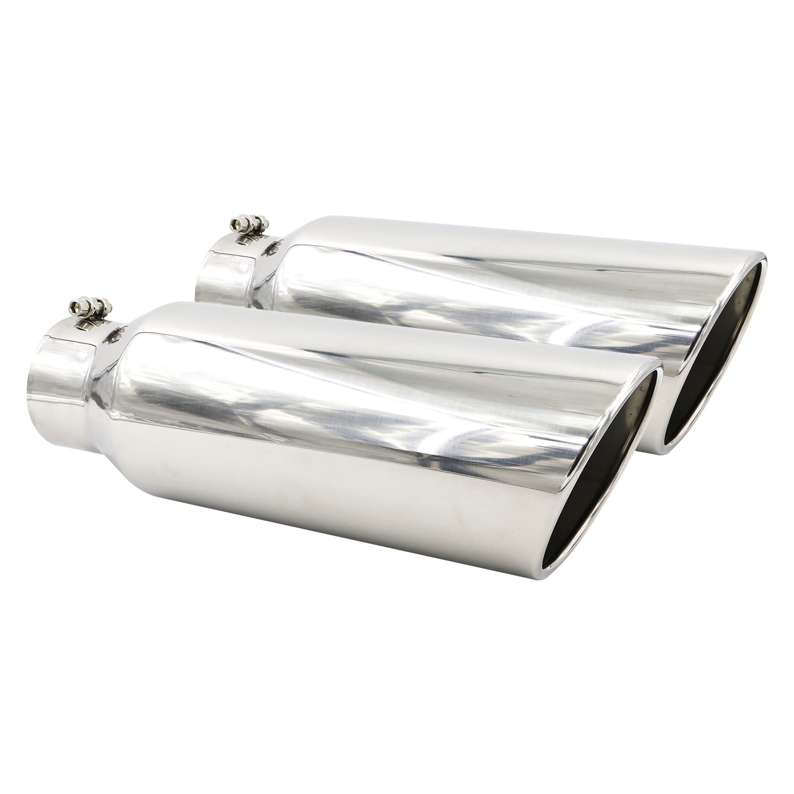 Rp Remarkable Power, 4'' Inlet 6'' Outlet - 18'' Long Stainless Steel Rolled Edge 20 Degree Exhaust Tip Diesel Ext23 2 Pack