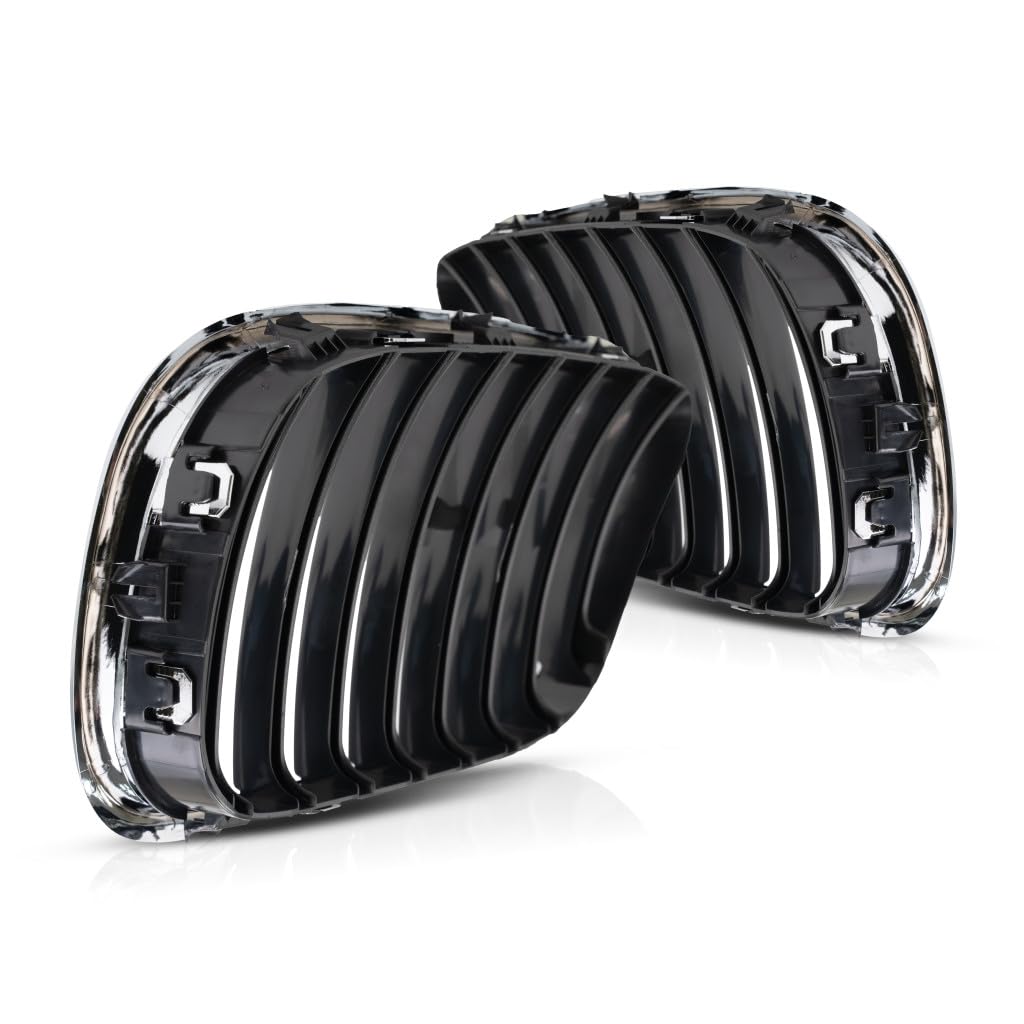 For BMW X5 2000 2001 2002 2003 Grille Driver and Passenger Side | Pair | Chrome | Made of Plastic | Replacement For BM1200152, B