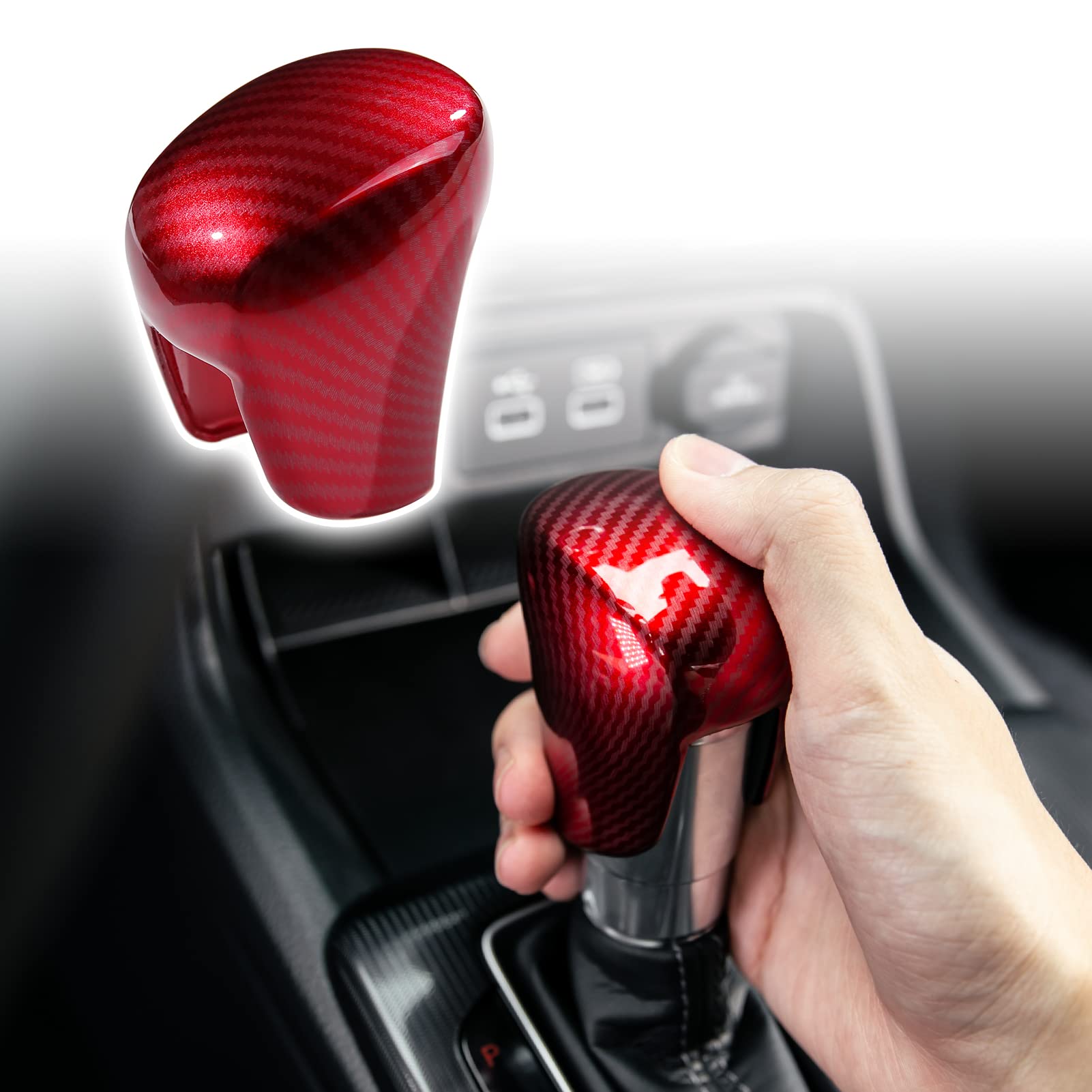 Cke Compatible With Honda Civic 2022 2023 2024 2025 For Crv Hrv 2023 2024 2025 For Accord 2018-2024 2025 Accessories Car Center Console Gear Shift Knob Cover Trim Cap -Red Carbon