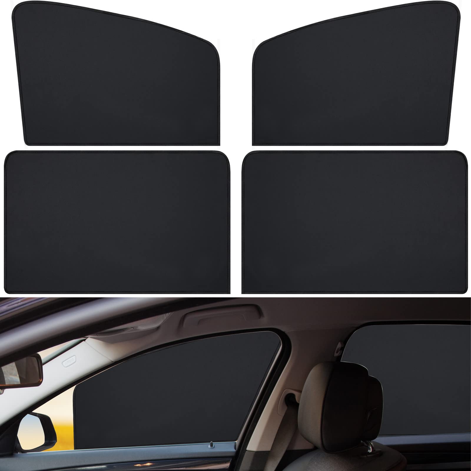 Tallew 4 Pieces Privacy Car Window Sun Shades Magnetic Blackout Car Window Covers Car Curtains/Covers Automotive Window Sunshades For Sleeping Family Baby Kids